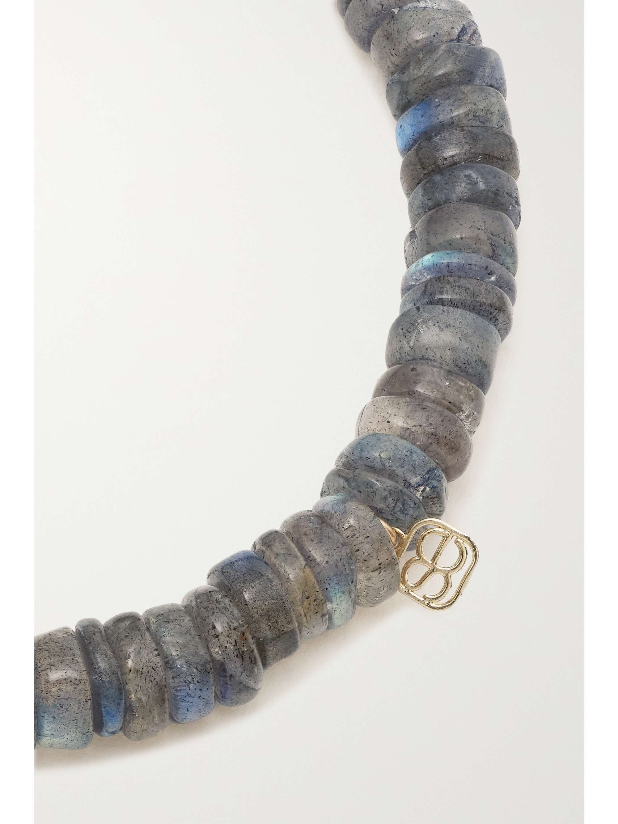 SYDNEY EVAN Small Moon 14-karat gold, enamel, labradorite and diamond bracelet