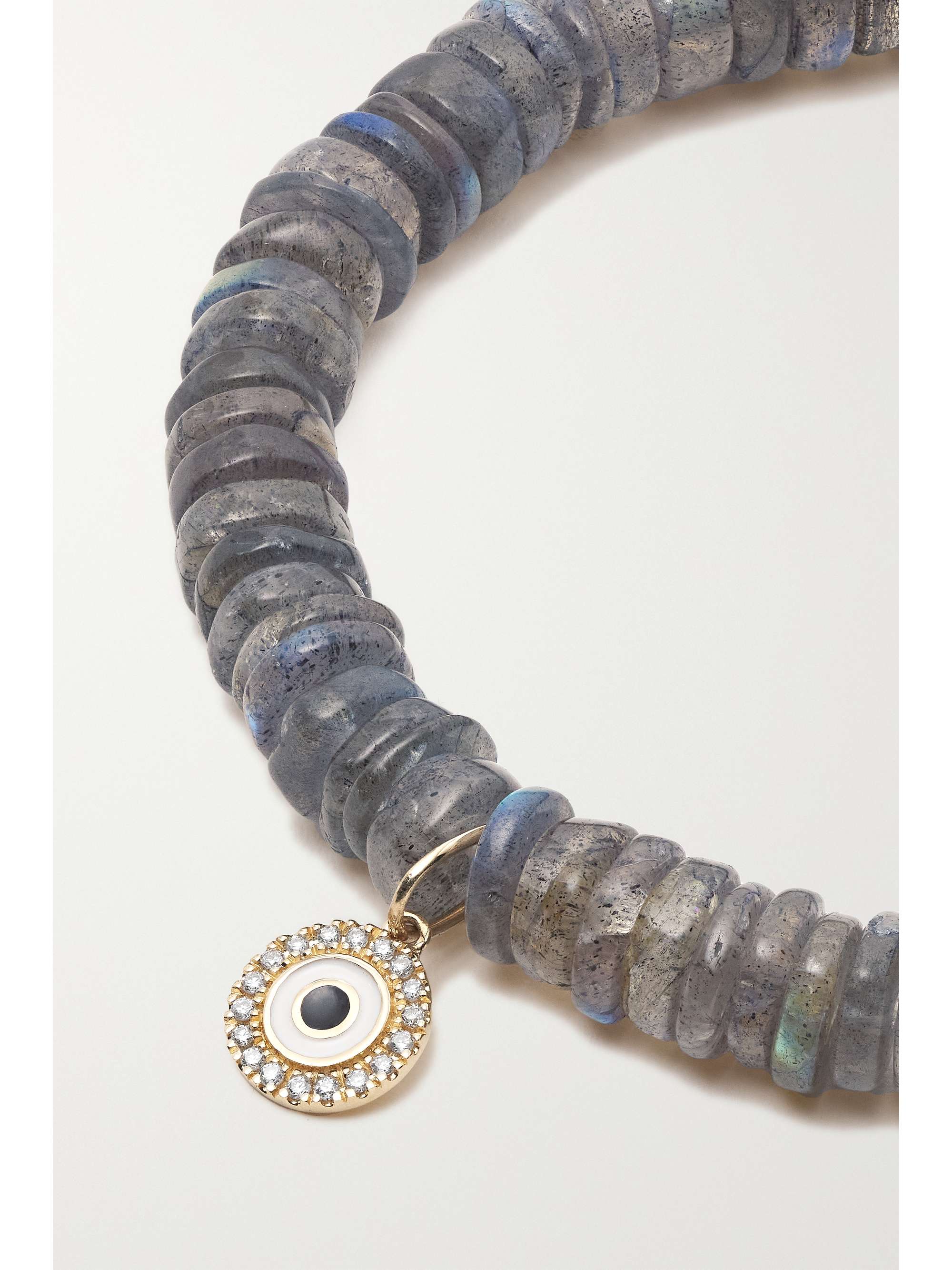 SYDNEY EVAN Small Moon 14-karat gold, enamel, labradorite and diamond bracelet