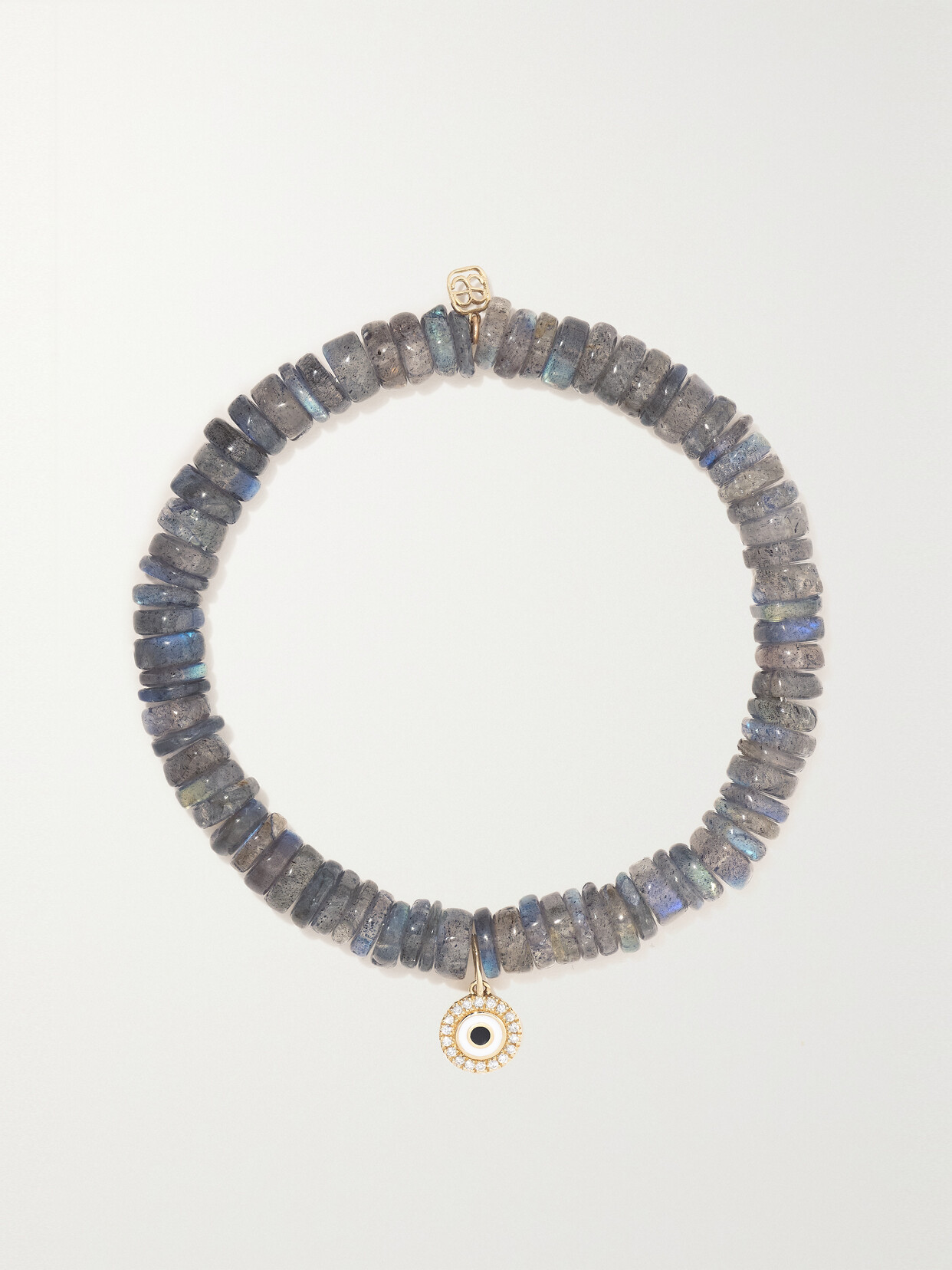 Sydney Evan - Small Moon 14-karat Gold, Enamel, Labradorite And Diamond Bracelet - Gray