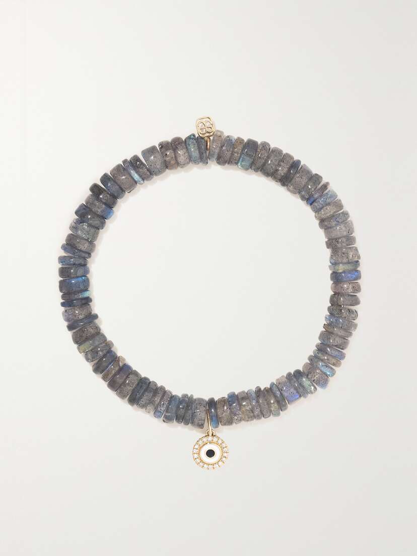 Sydney Evan Small Moon 14-karat Gold, Enamel, Labradorite And Diamond Bracelet -  - One size