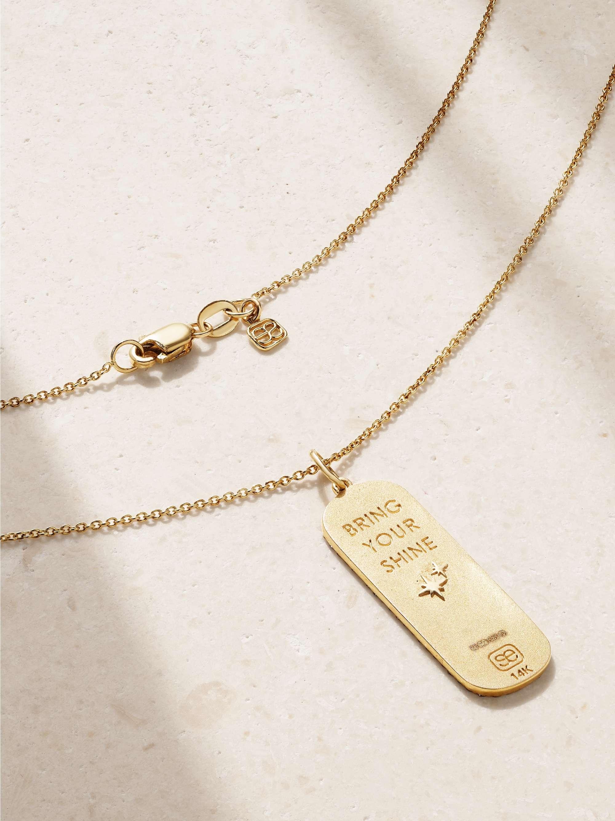 SYDNEY EVAN Cartouche Icon 14-karat gold diamond necklace