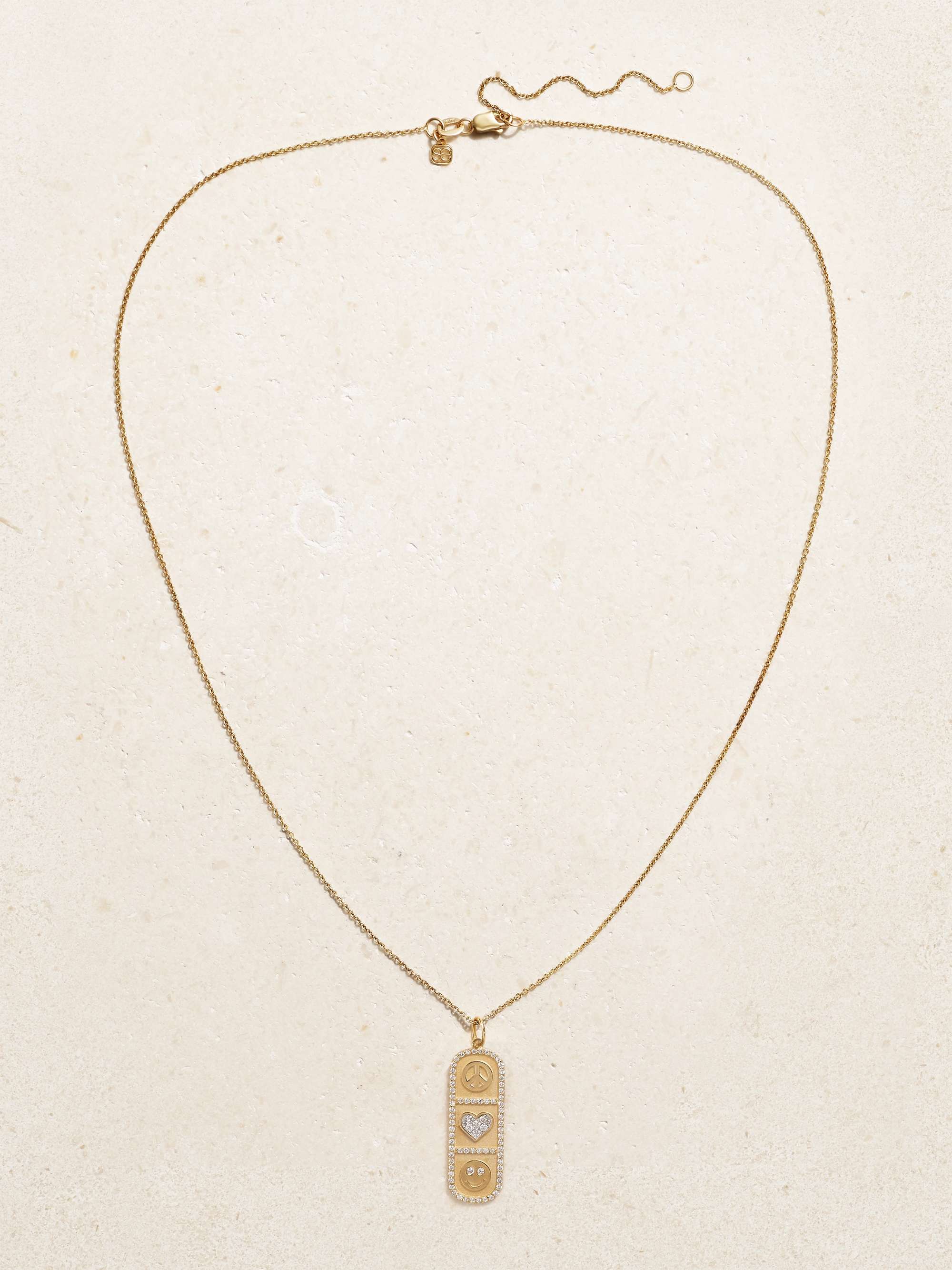 SYDNEY EVAN Cartouche Icon 14-karat gold diamond necklace