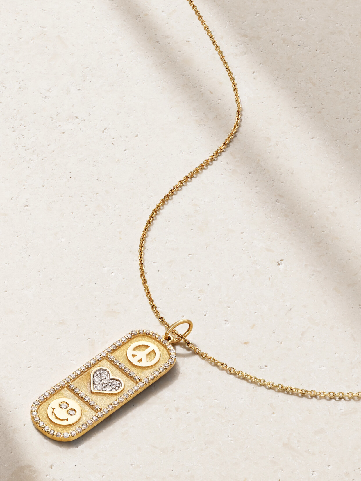 Sydney Evan - Cartouche Icon 14-karat Gold Diamond Necklace - one size