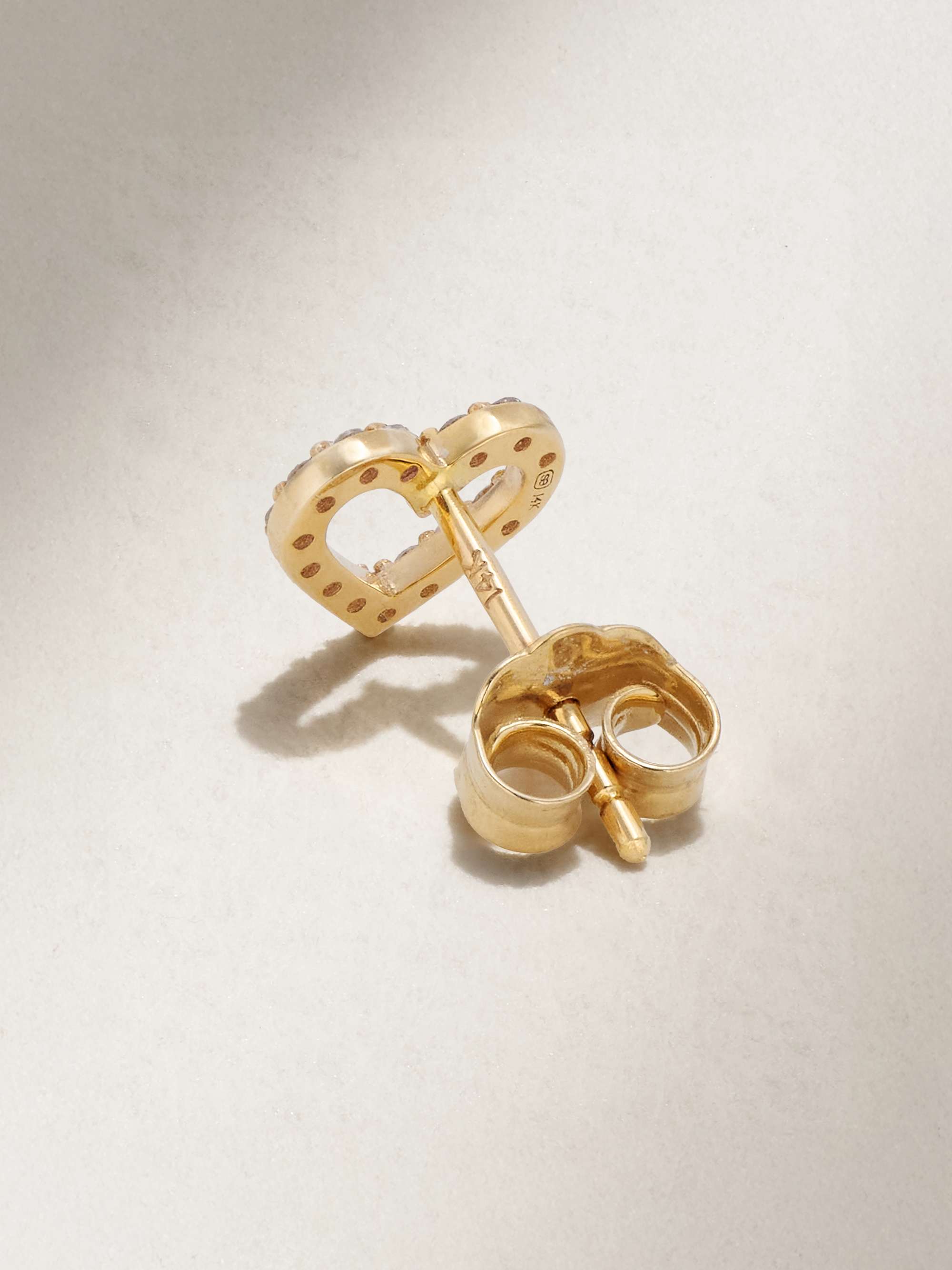 SYDNEY EVAN Open Heart small 14-karat gold diamond single earring
