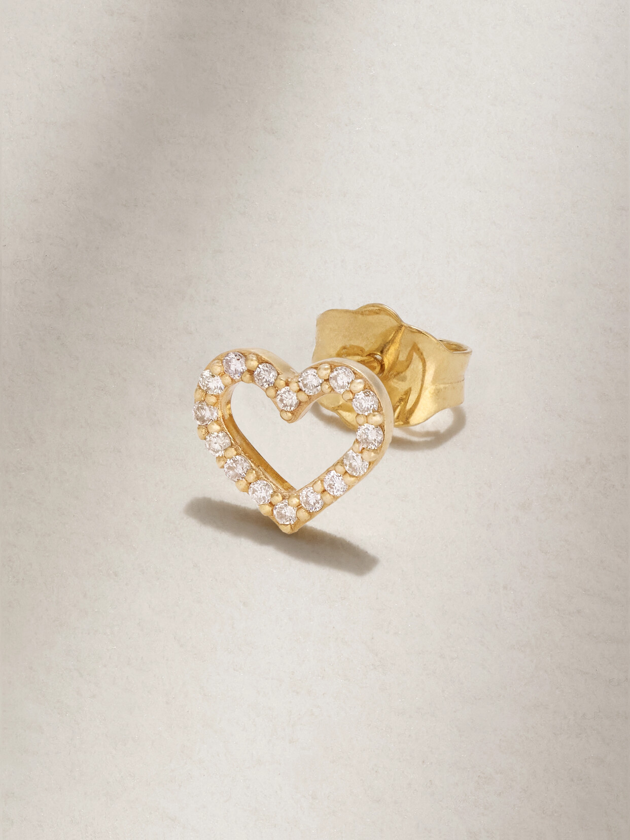 Sydney Evan - Open Heart Small 14-karat Gold Diamond Single Earring - One size