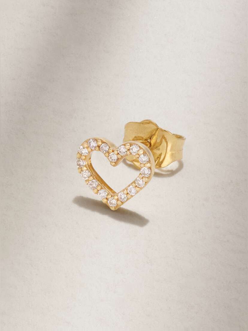 Sydney Evan Open Heart Small 14-karat Gold Diamond Single Earring