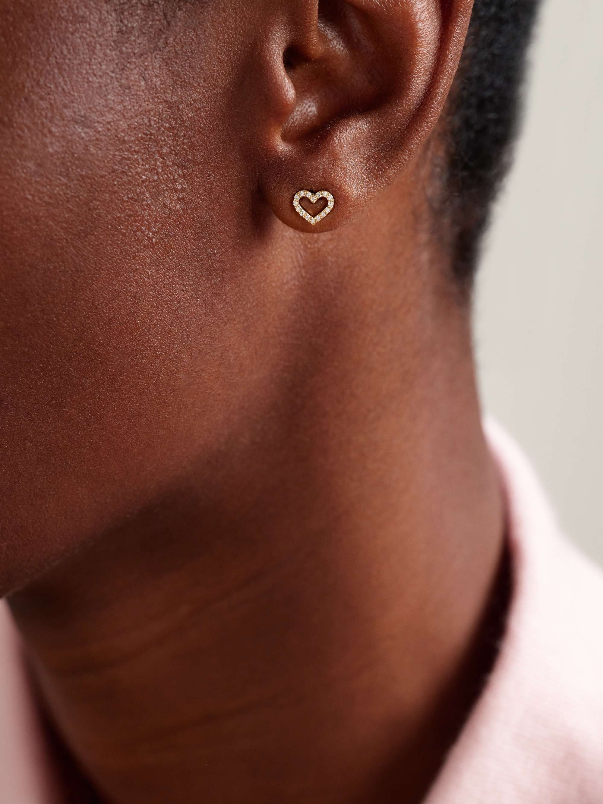SYDNEY EVAN Open Heart small 14-karat gold diamond single earring