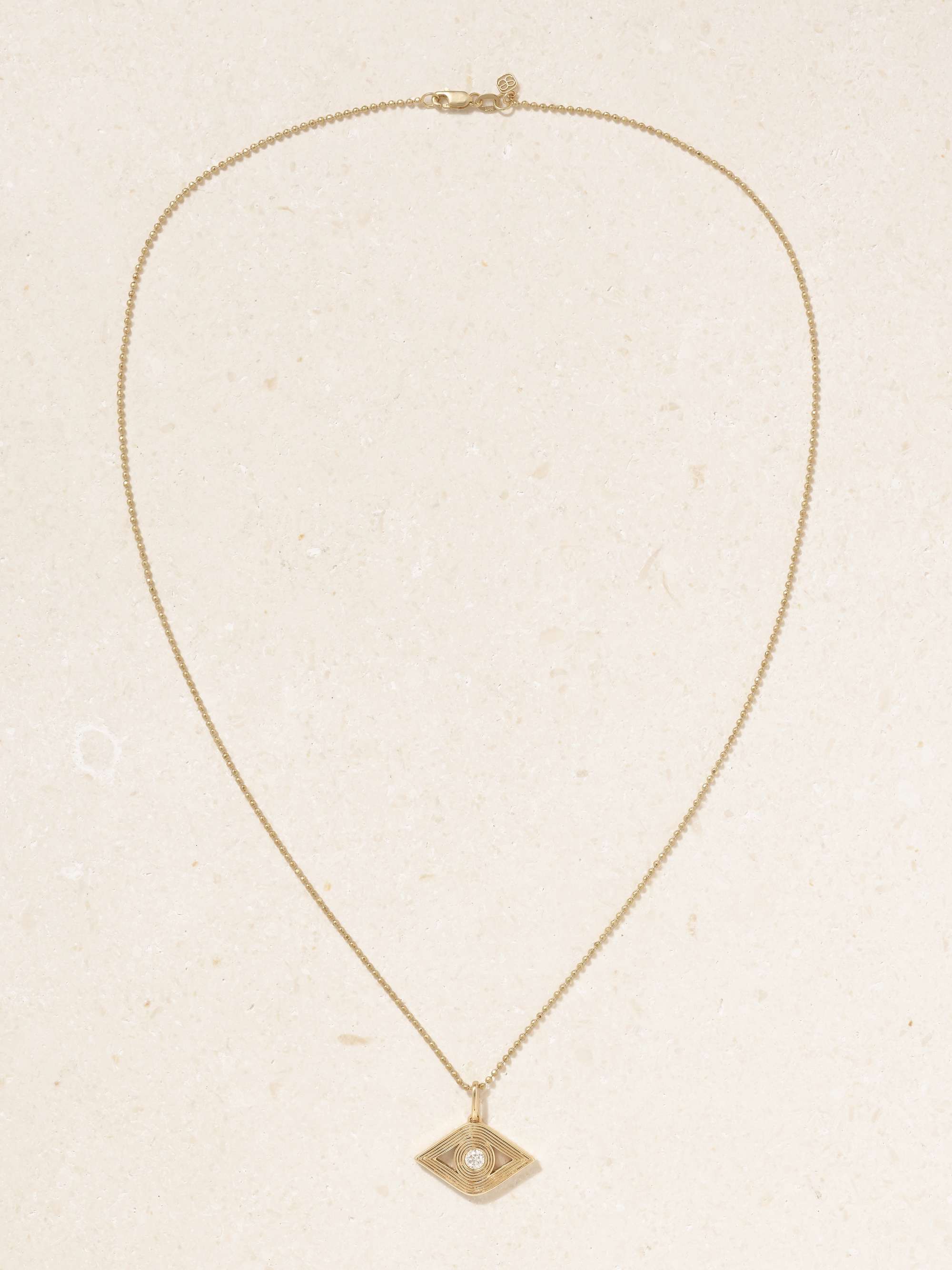 SYDNEY EVAN Extra Large Evil Eye 14K 黄金钻石项链