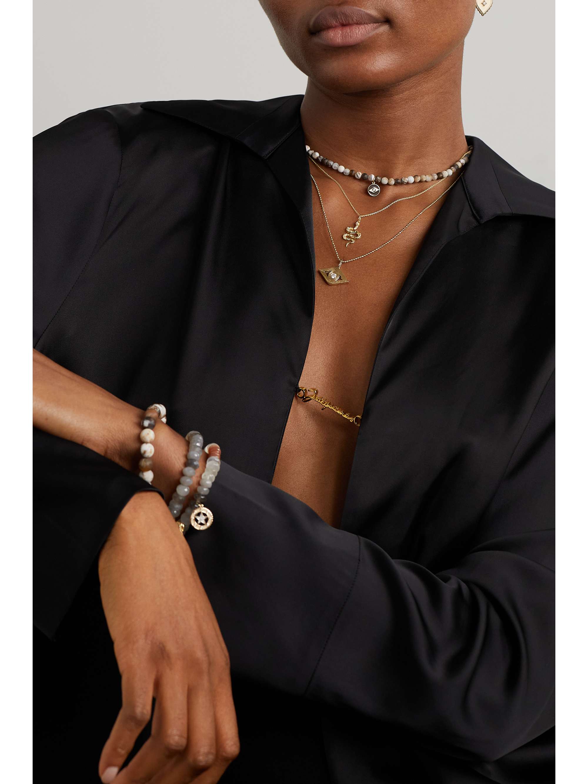 SYDNEY EVAN Snake 14-karat gold diamond necklace