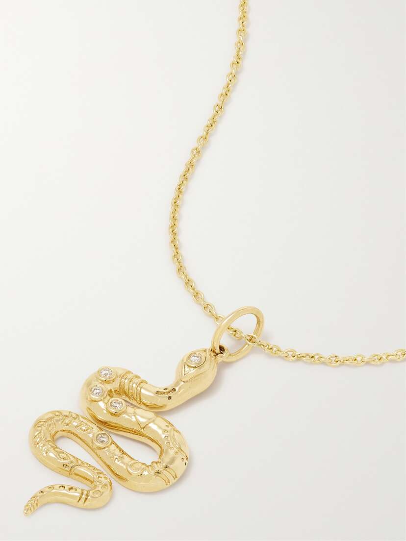 Sydney Evan Snake 14-karat Gold Diamond Necklace