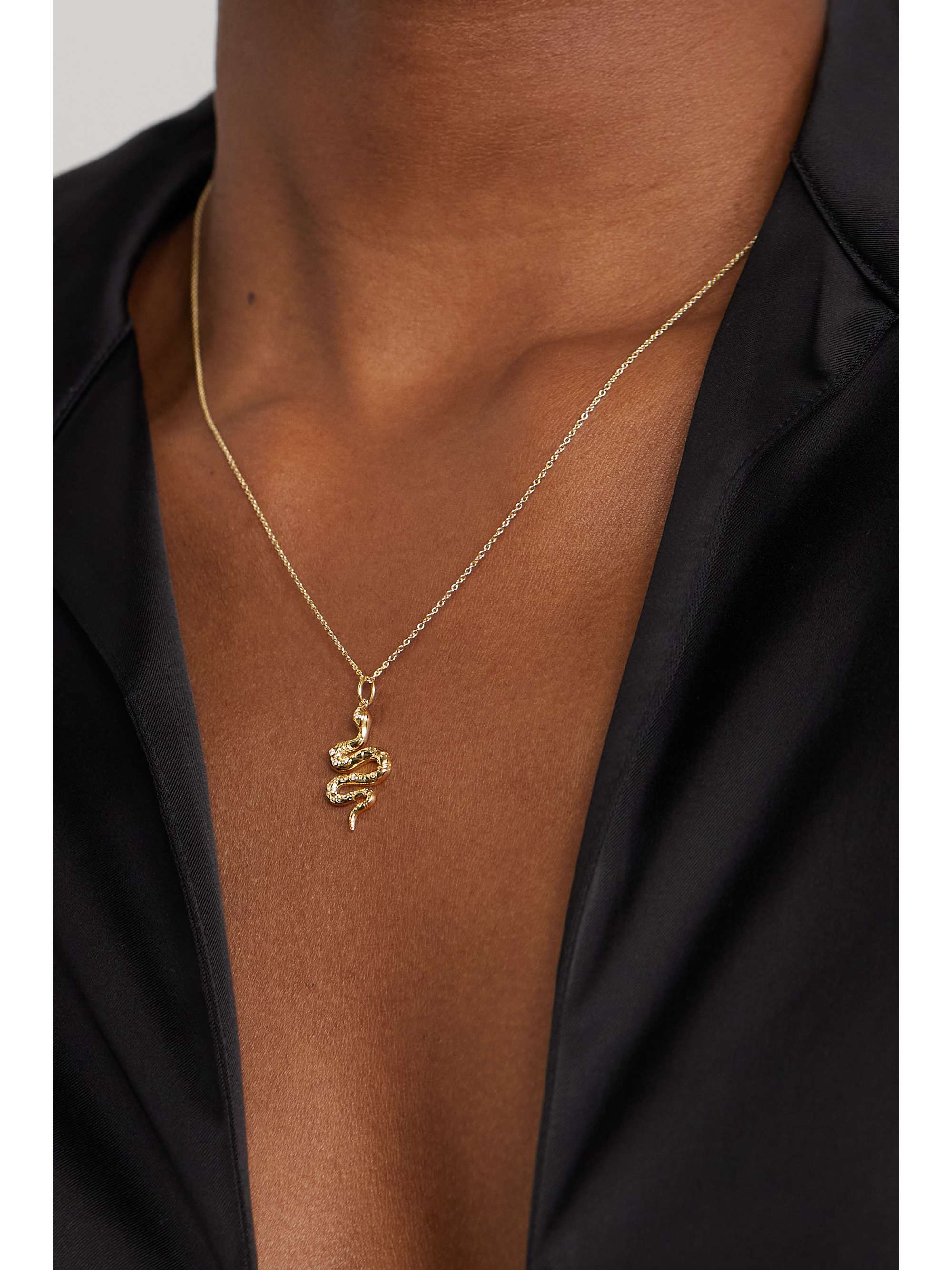 SYDNEY EVAN Snake 14-karat gold diamond necklace