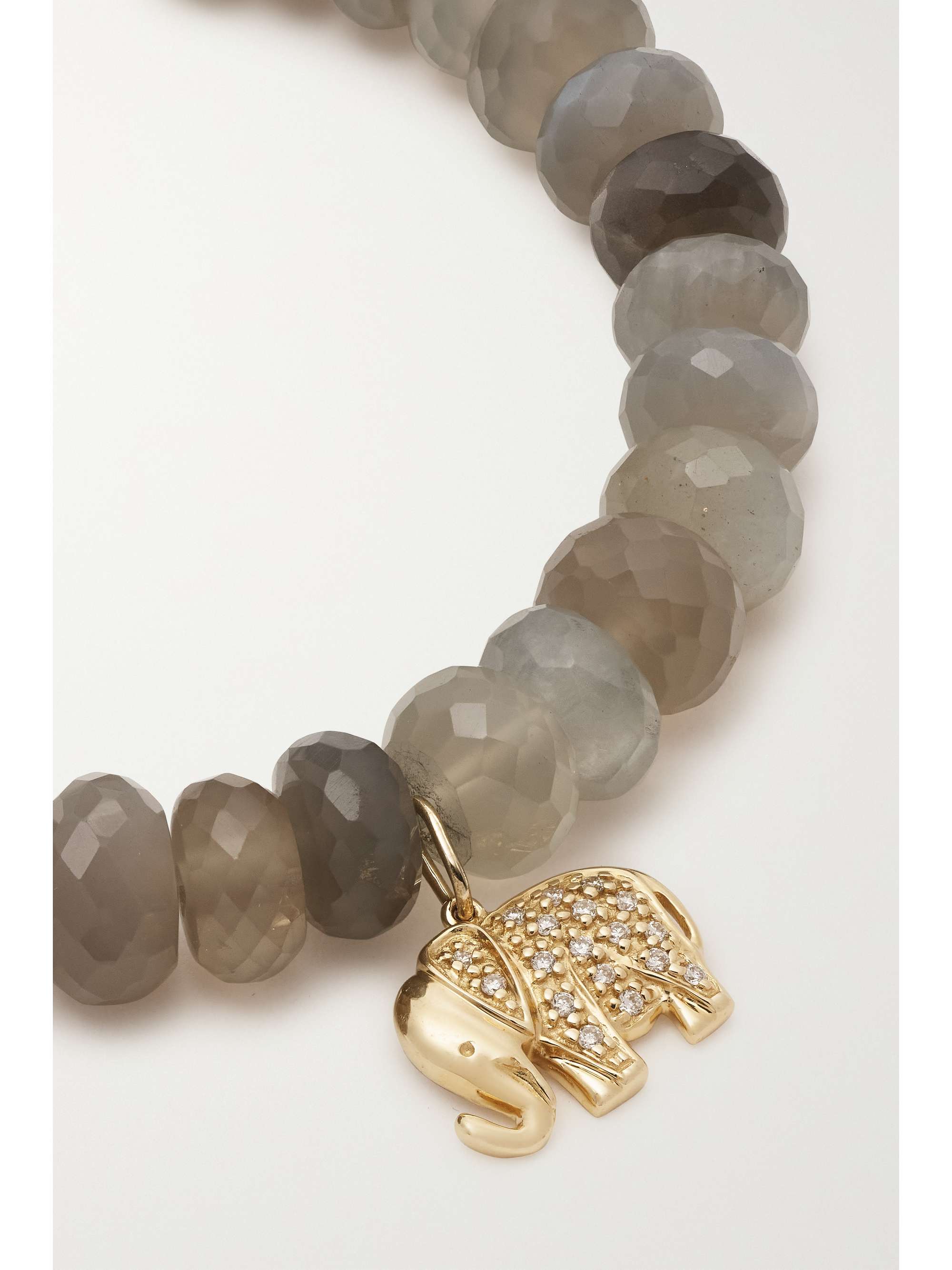 SYDNEY EVAN Elephant 14-karat gold, moonstone and diamond bracelet