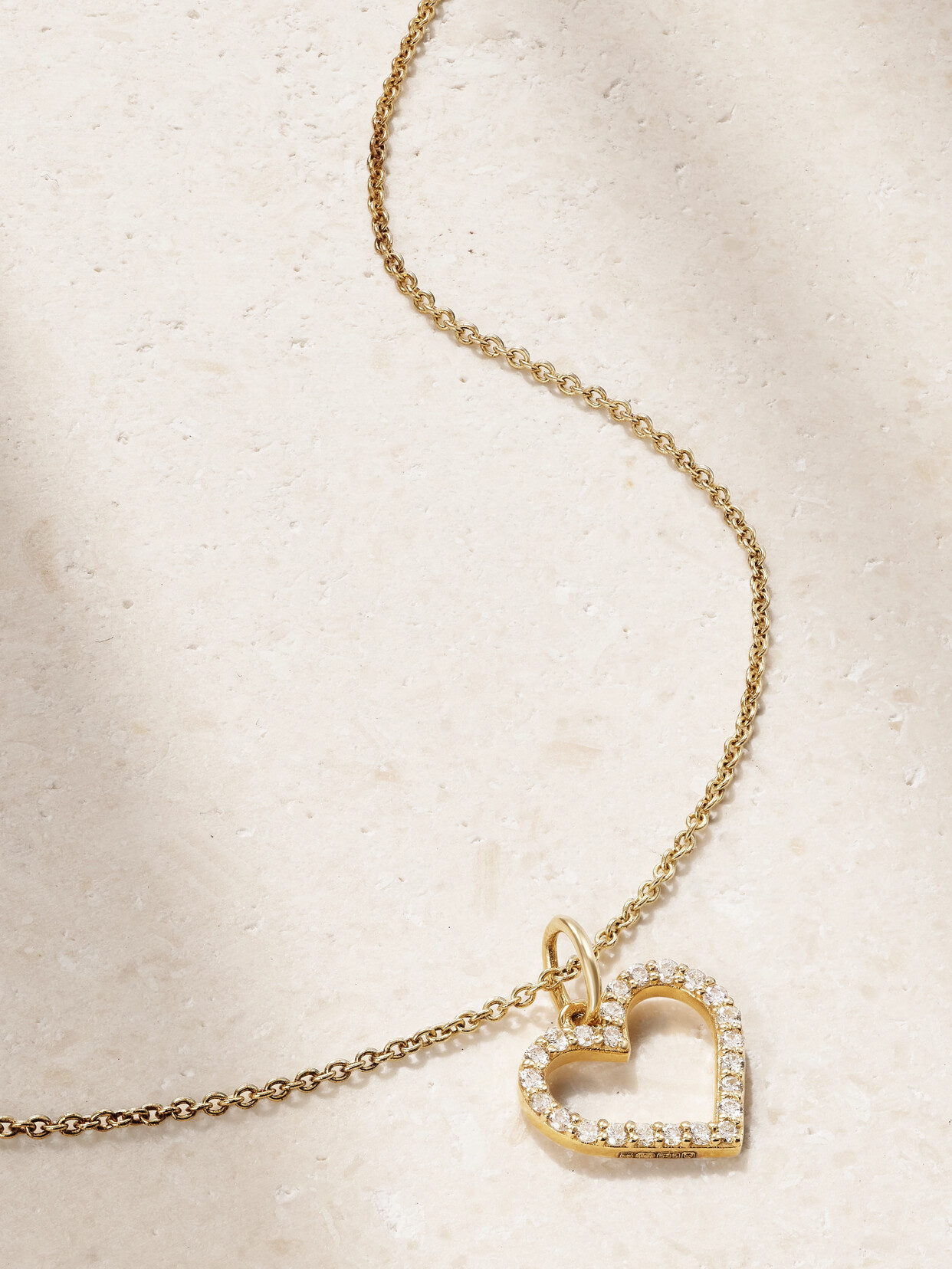 Sydney Evan Open Heart 14-karat Gold Diamond Necklace