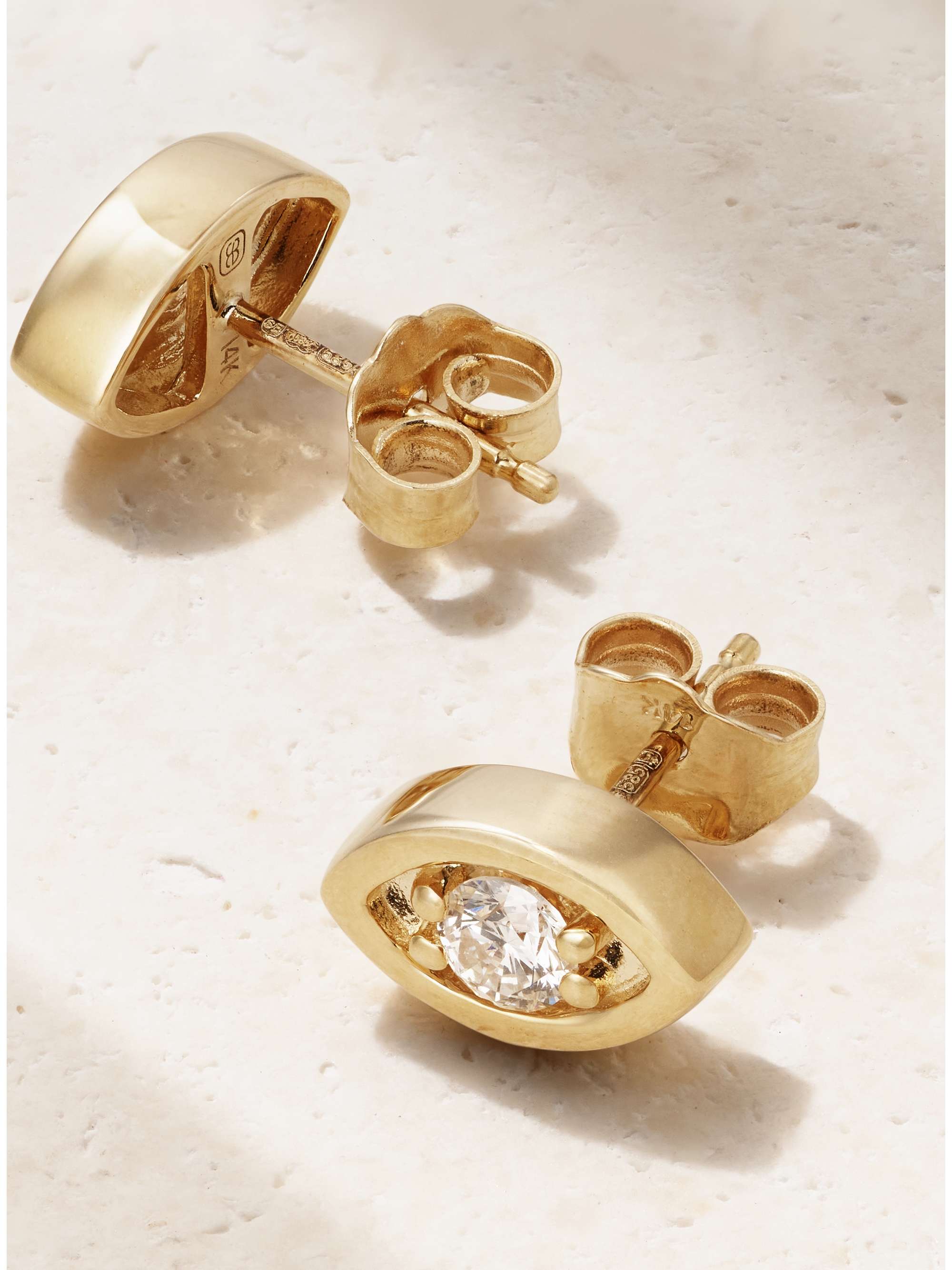 SYDNEY EVAN Evil Eye 14-karat gold diamond earrings