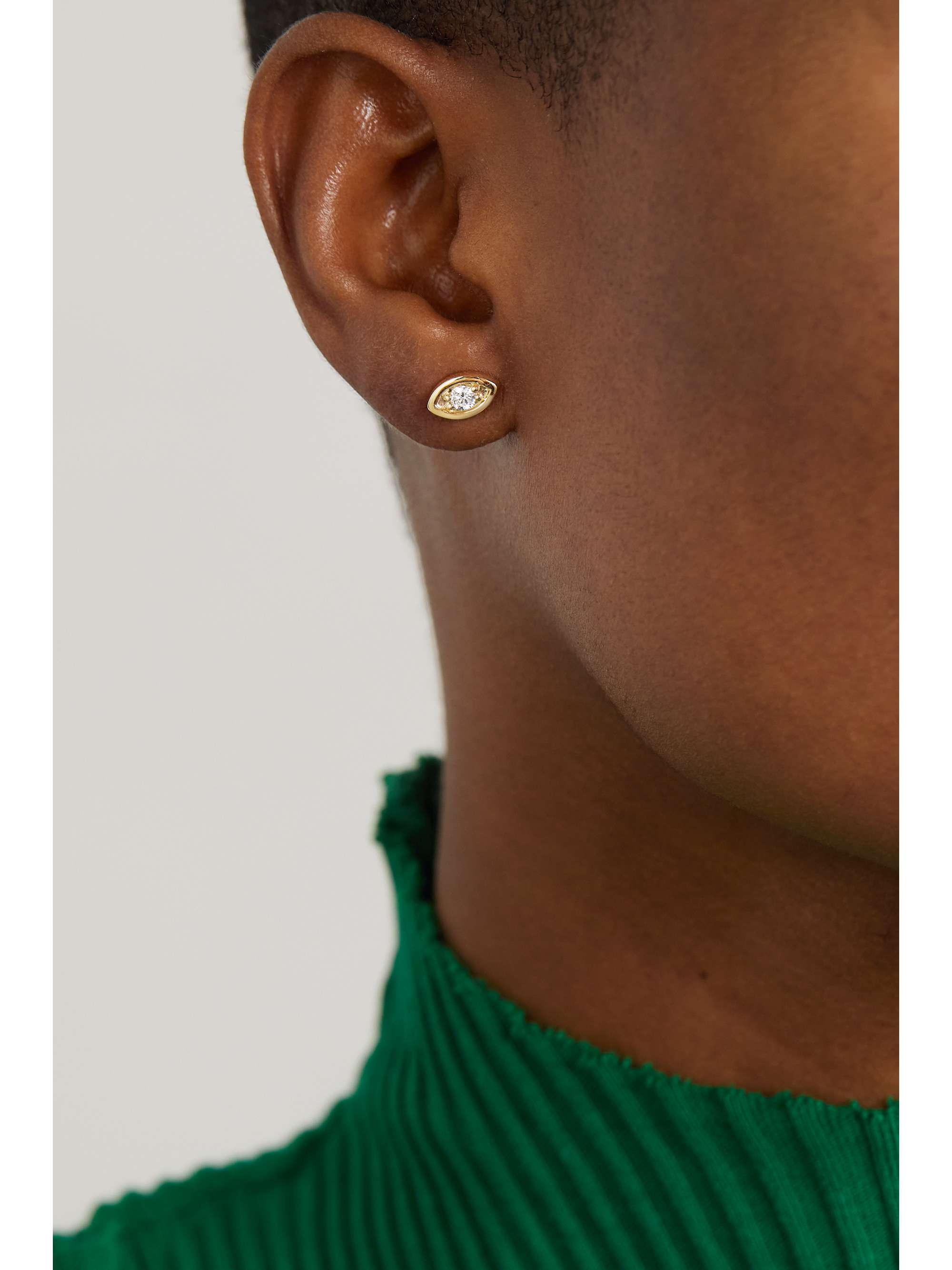 SYDNEY EVAN Evil Eye 14-karat gold diamond earrings