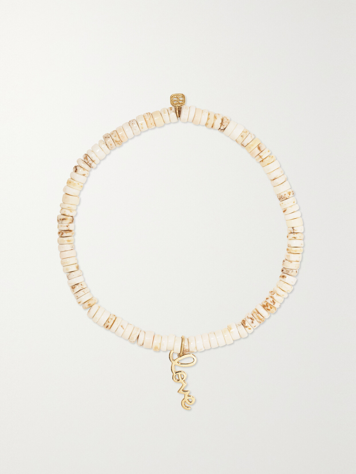 Sydney Evan - Love Script 14-karat Gold Turquoise Bracelet - Cream
