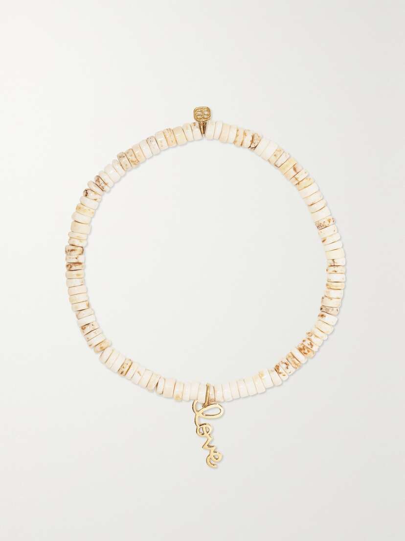 Sydney Evan Love Script 14-karat Gold Turquoise Bracelet