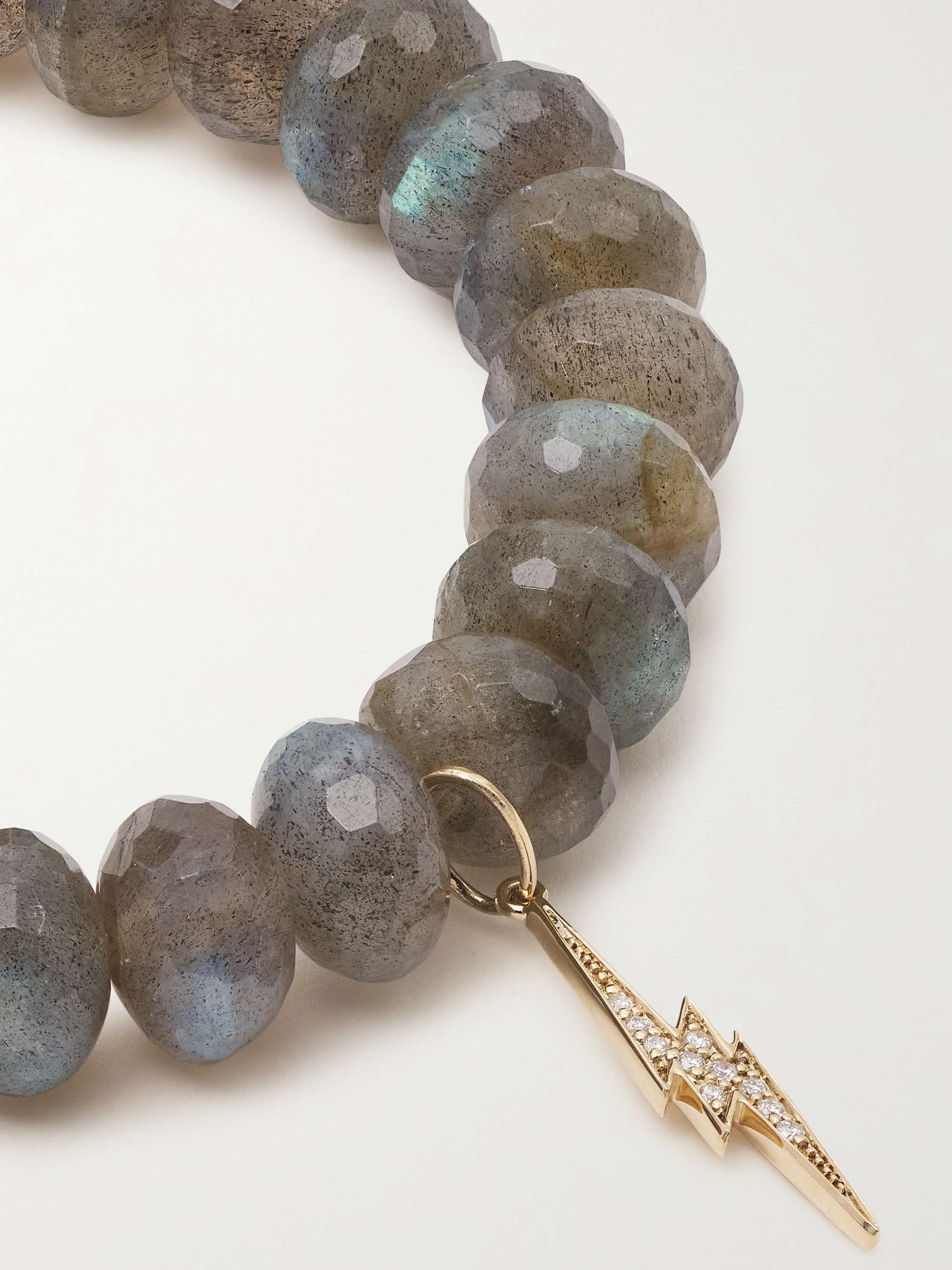 SYDNEY EVAN Lightning Bolt 14-karat gold, labradorite and diamond bracelet