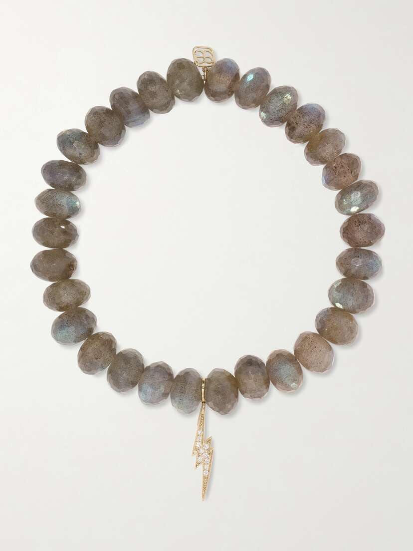 Sydney Evan Lightning Bolt 14-karat Gold, Labradorite And Diamond Bracelet