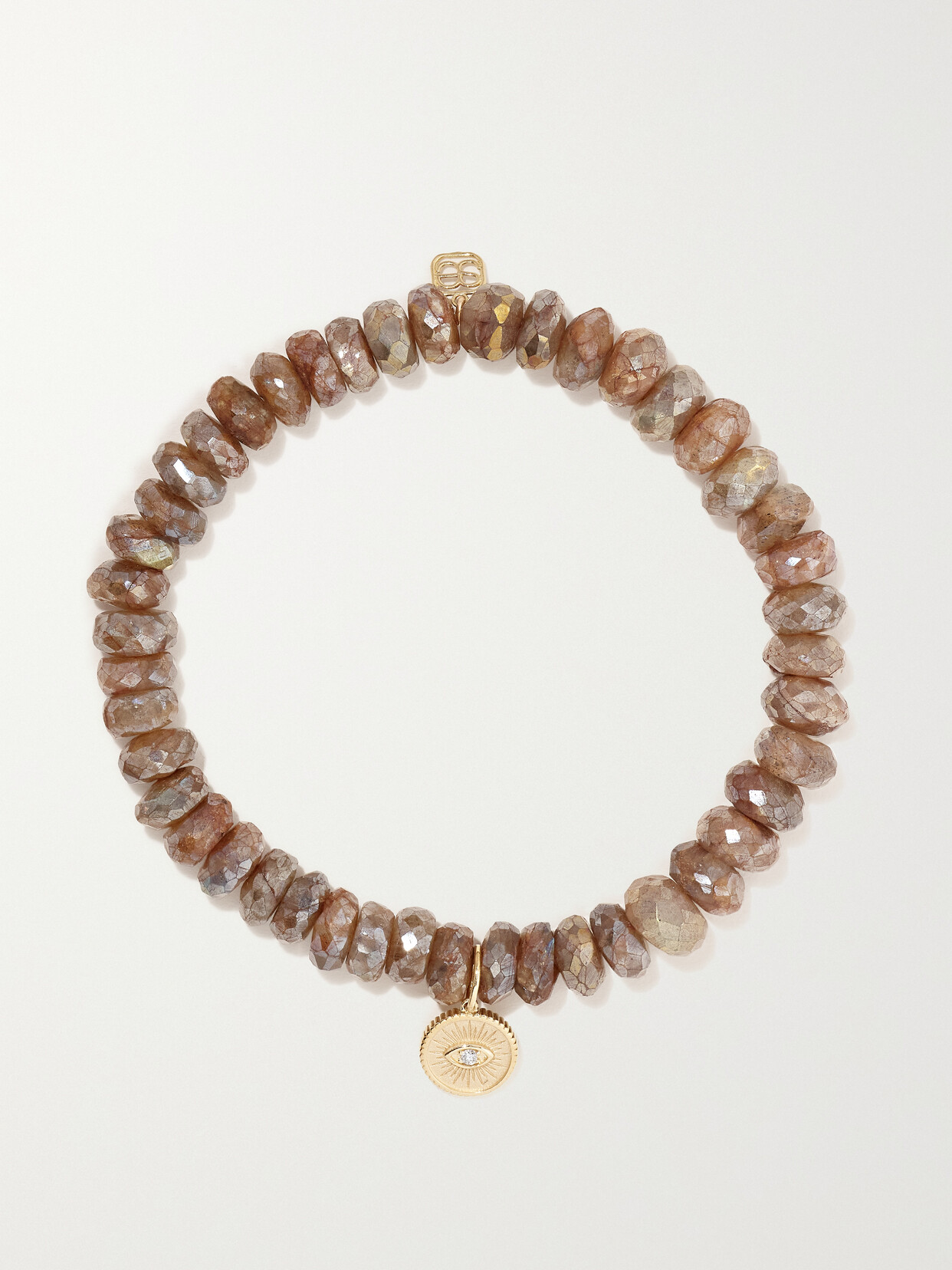 Sydney Evan - Evil Eye Coin 14-karat Gold, Labradorite And Diamond Bracelet - Brown