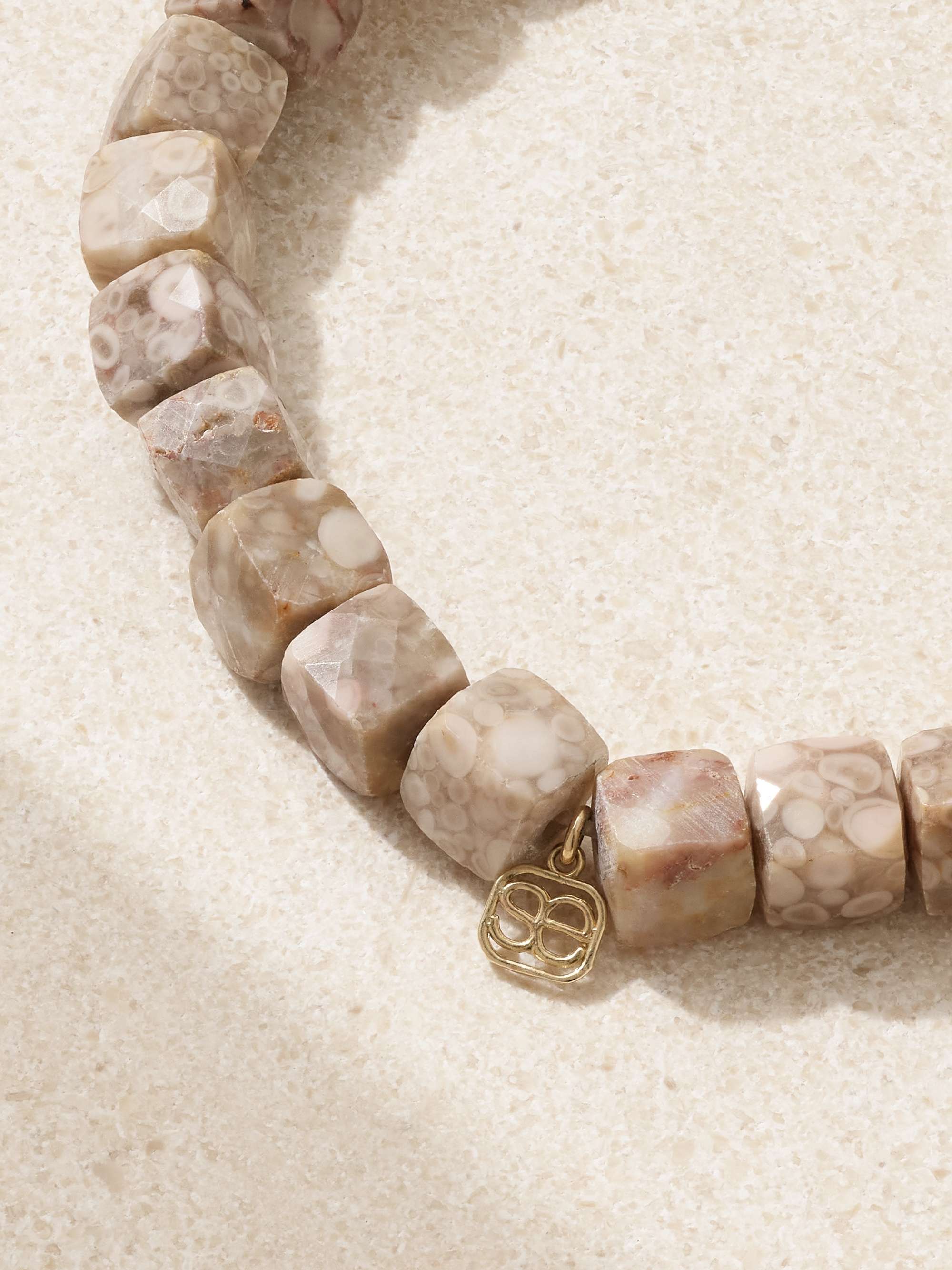 SYDNEY EVAN Starburst Open Icon 14-karat gold, jasper and diamond bracelet