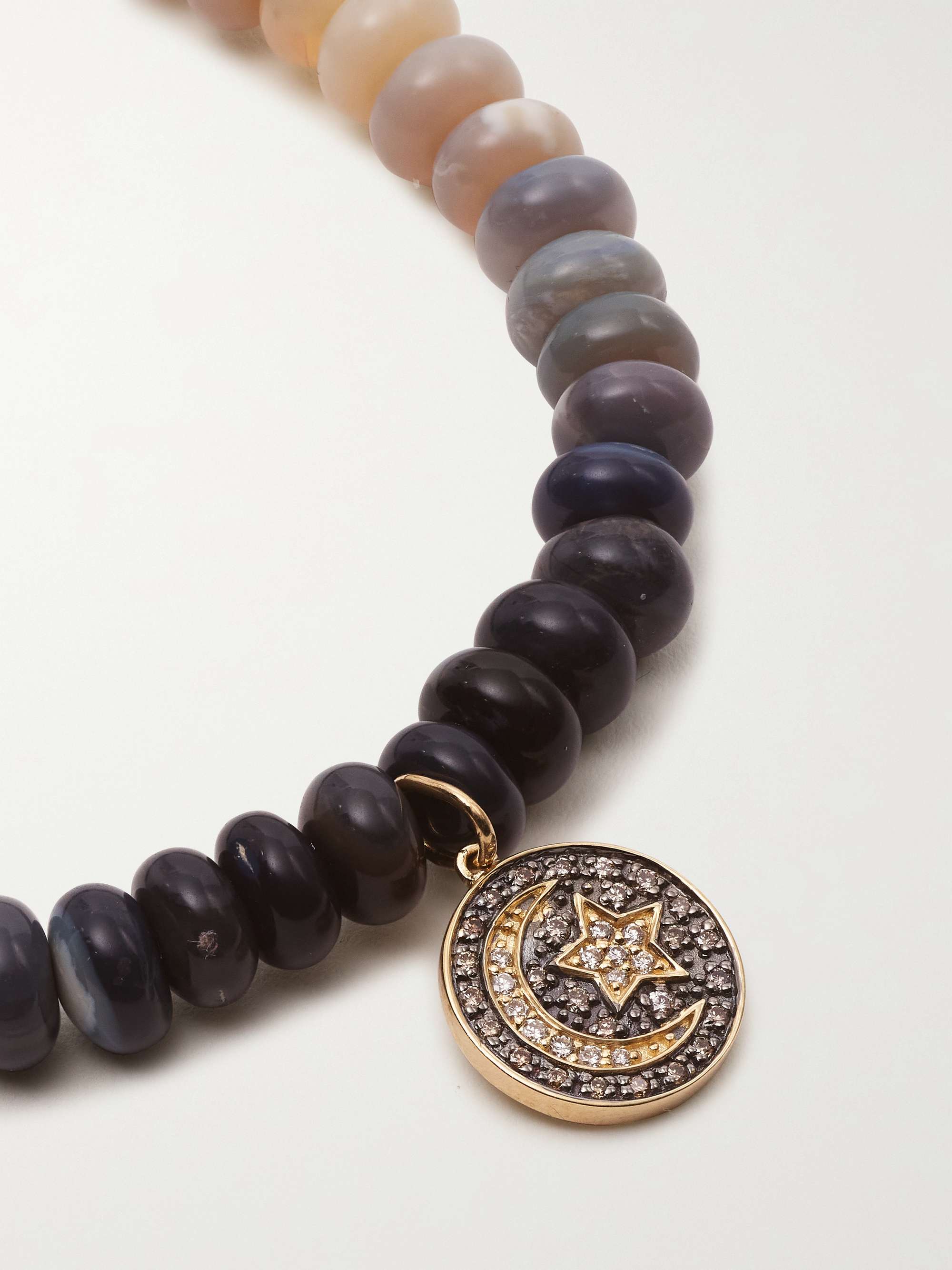 SYDNEY EVAN Small Moon and Star 14-karat gold, opal and diamond bracelet