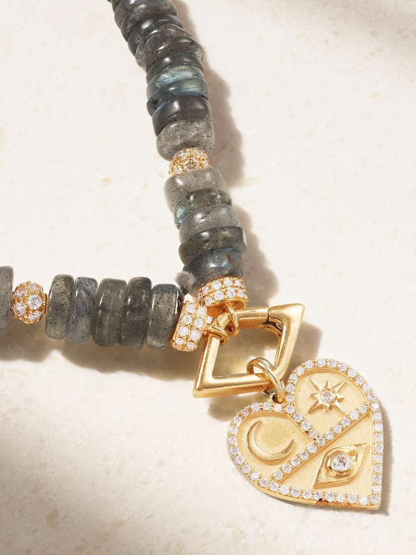 Sydney Evan 14-karat Gold, Opal And Diamond Necklace