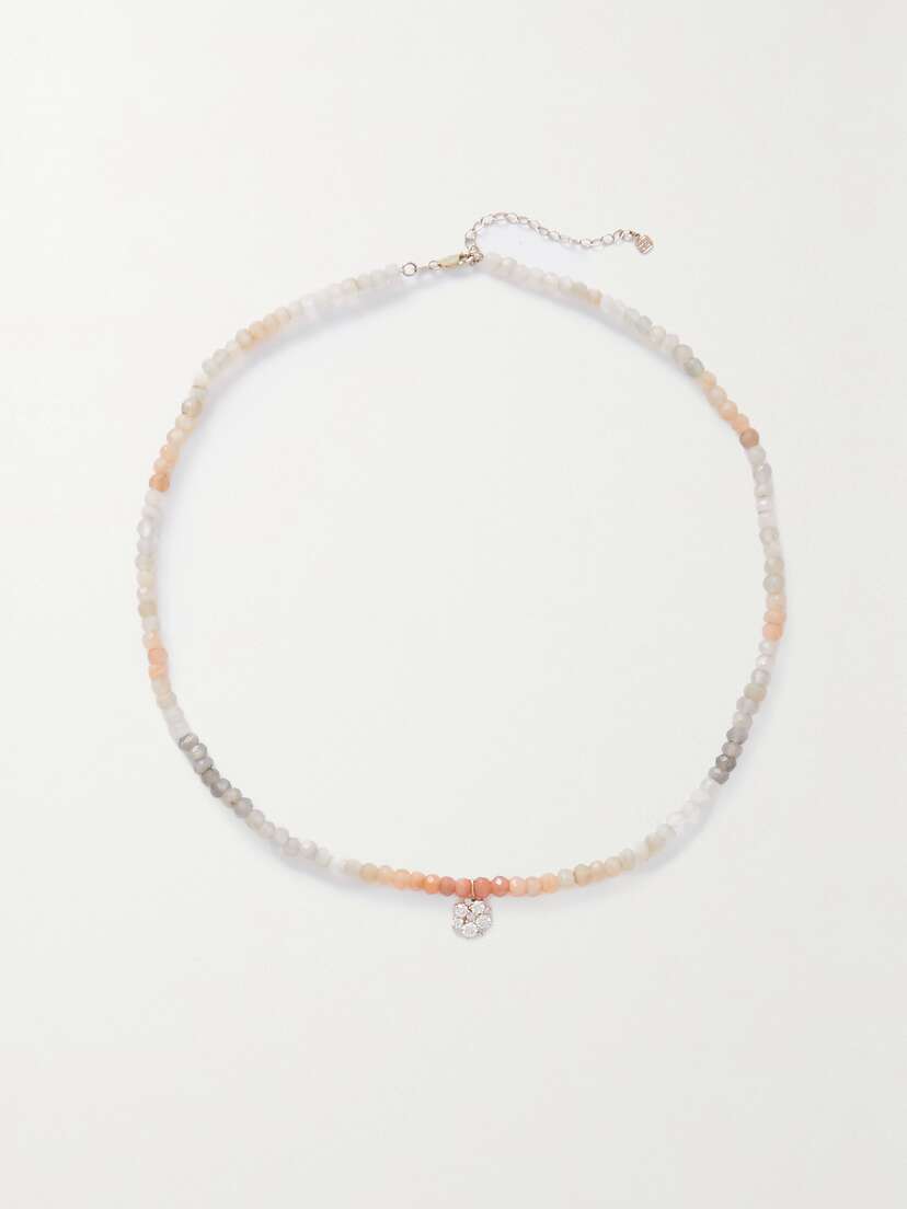 Sydney Evan 14-karat Gold, Quartz And Diamond Necklace