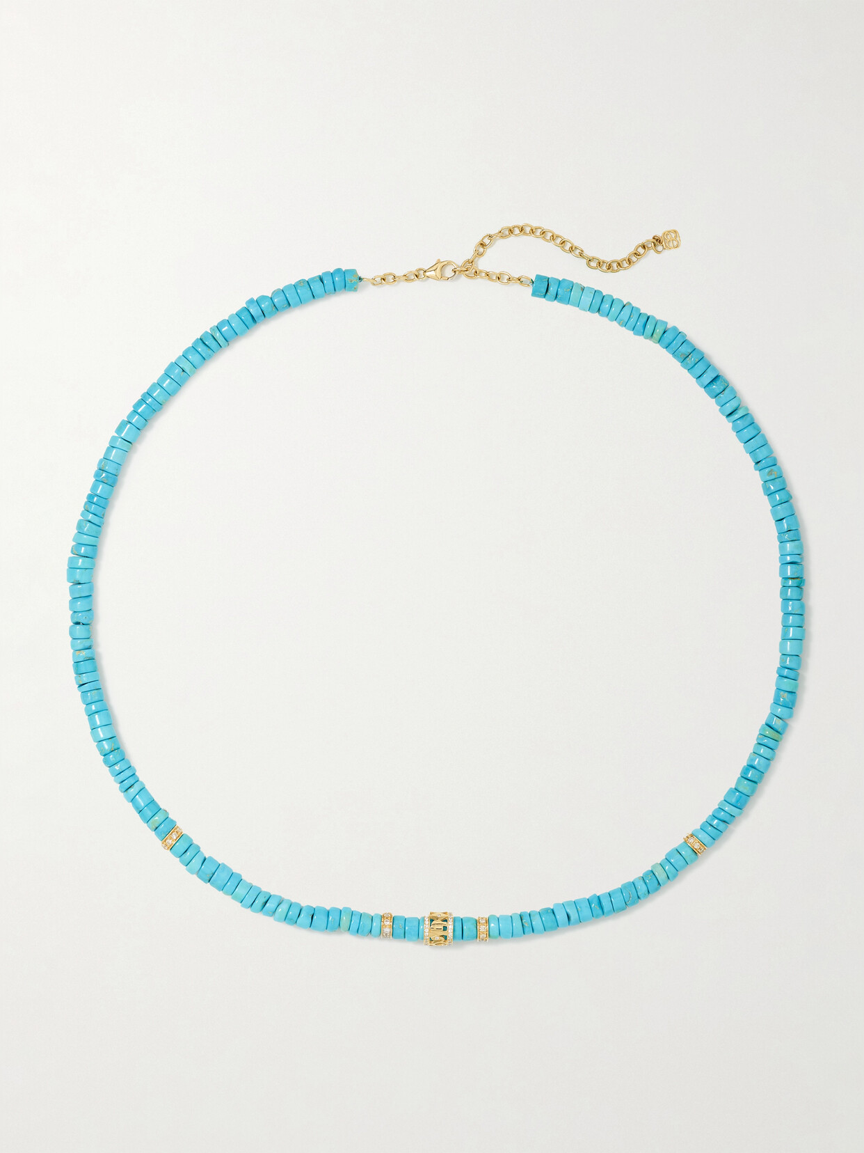 Sydney Evan Lucky Icon 14-karat Gold, Turquoise And Diamond Necklace