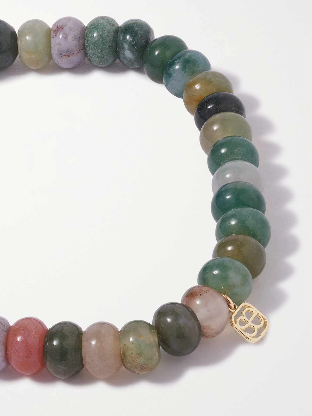 Sydney Evan Evil Eye 14-karat Gold, Agate Enamel And Diamond Bracelet In Green