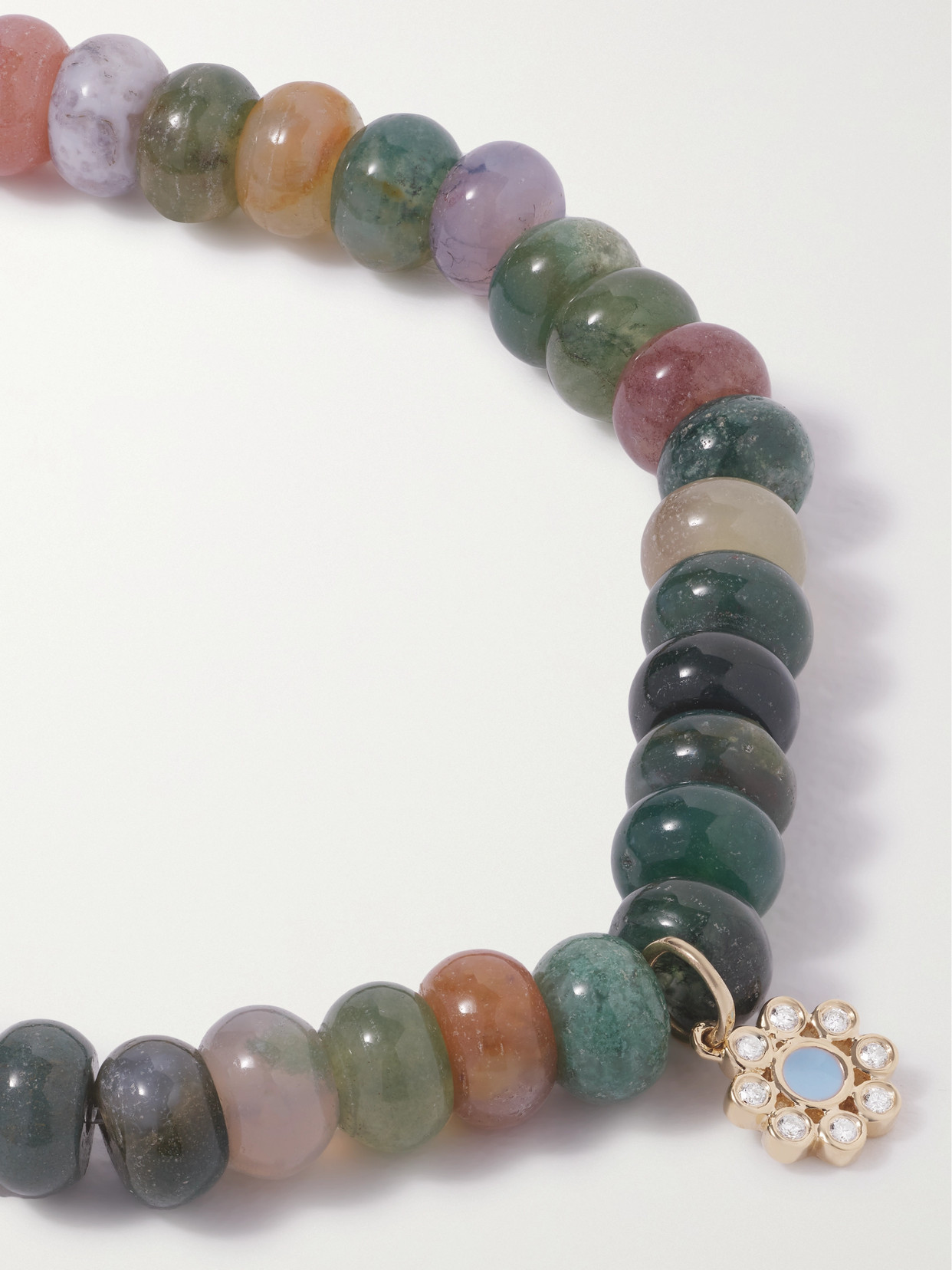 Sydney Evan Evil Eye 14-karat Gold, Agate Enamel And Diamond Bracelet In Green