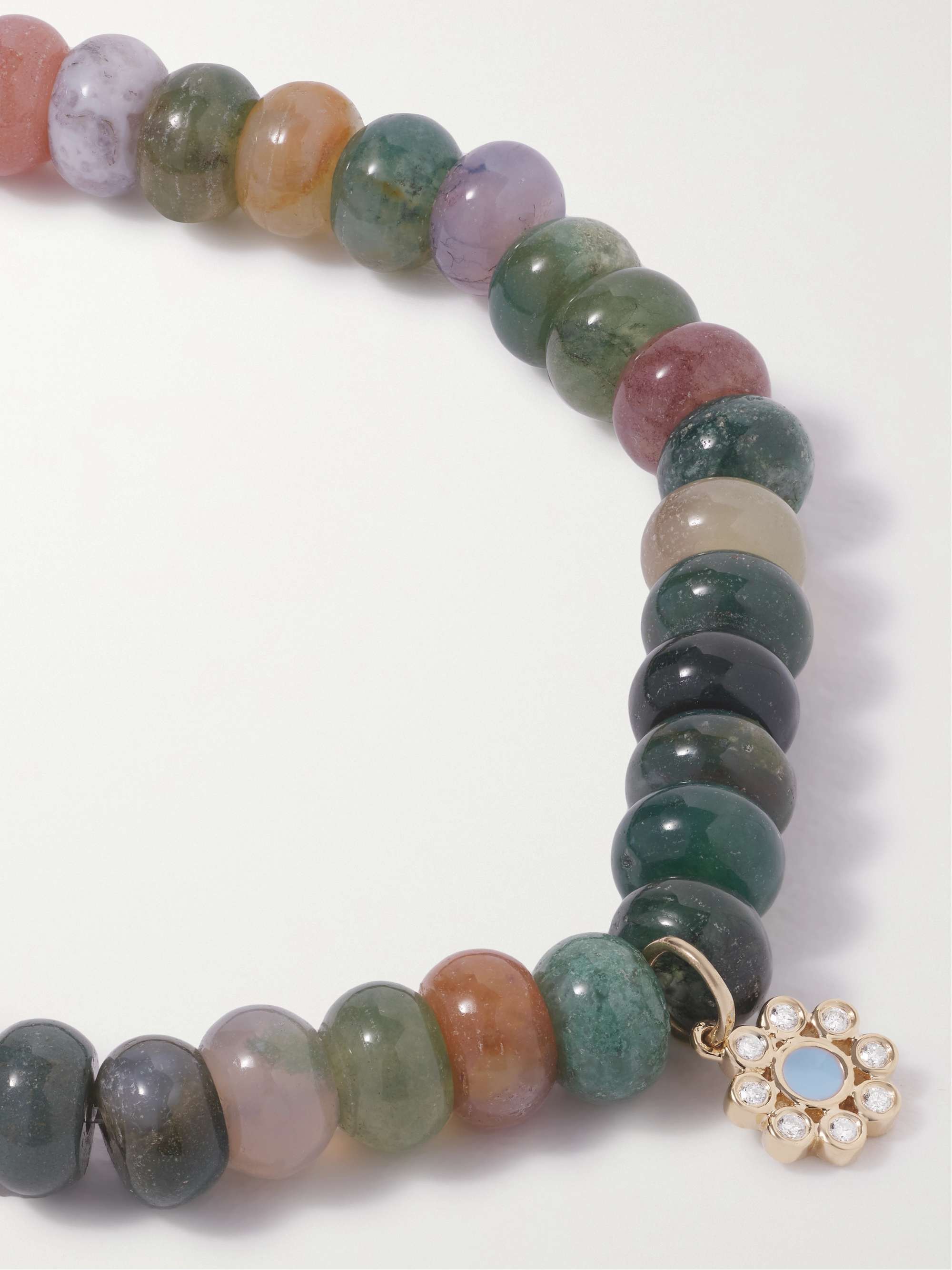SYDNEY EVAN Evil Eye 14-karat gold, agate enamel and diamond bracelet