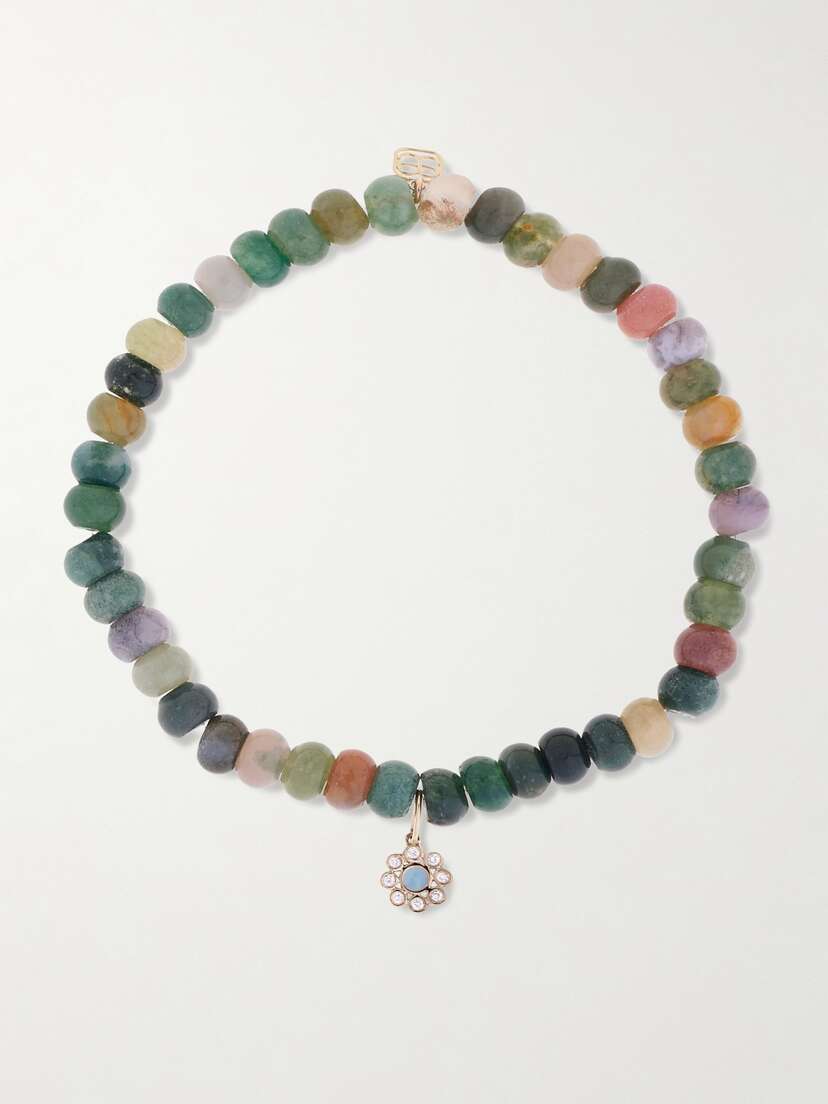 Sydney Evan Evil Eye 14-karat Gold, Agate Enamel And Diamond Bracelet