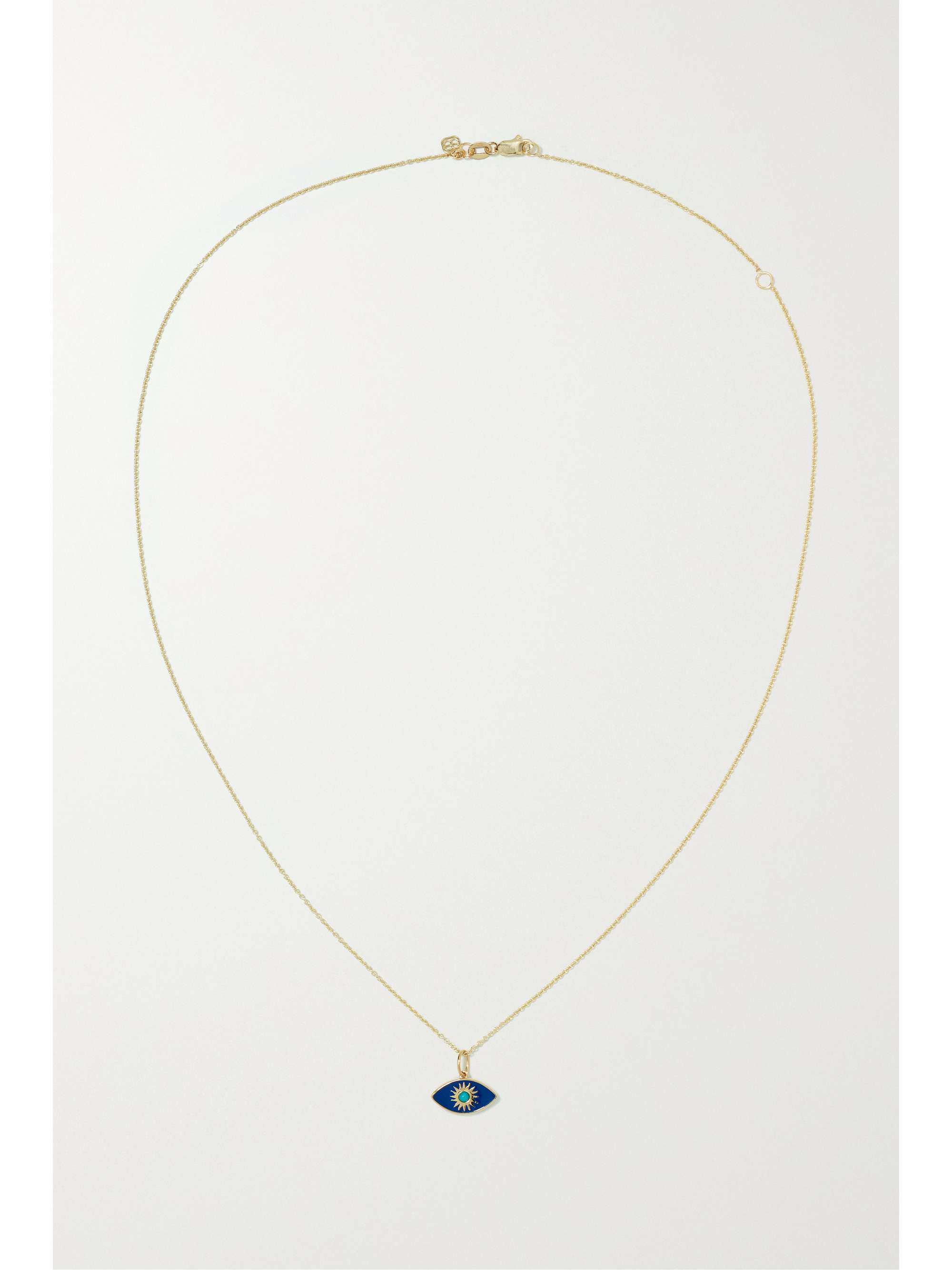 SYDNEY EVAN Sunburst Evil Eye 14-karat gold, turquoise and enamel necklace