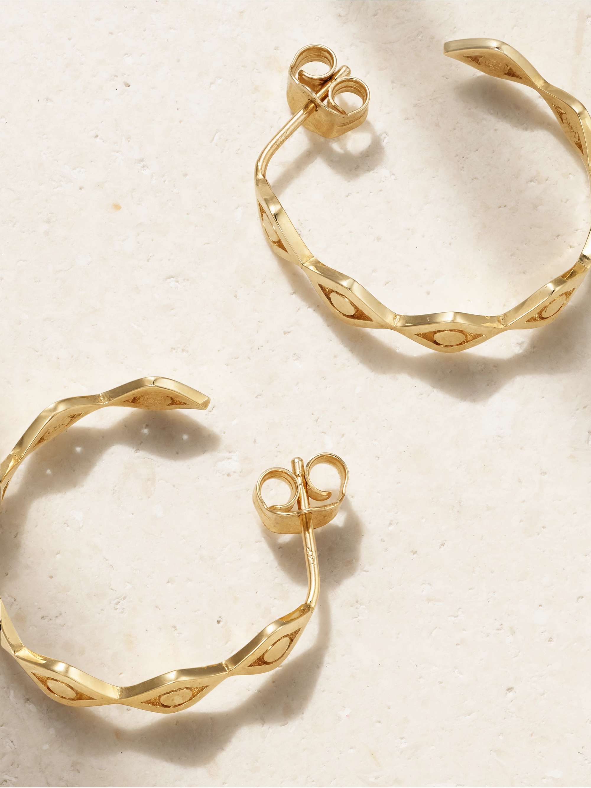 SYDNEY EVAN Medium Evil Eye 14-karat gold hoop earrings