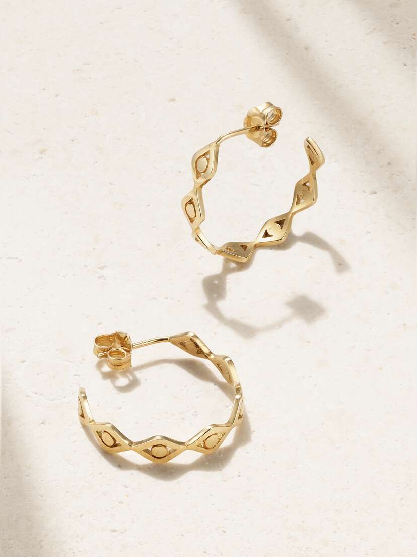 Sydney Evan Medium Evil Eye 14-karat Gold Hoop Earrings