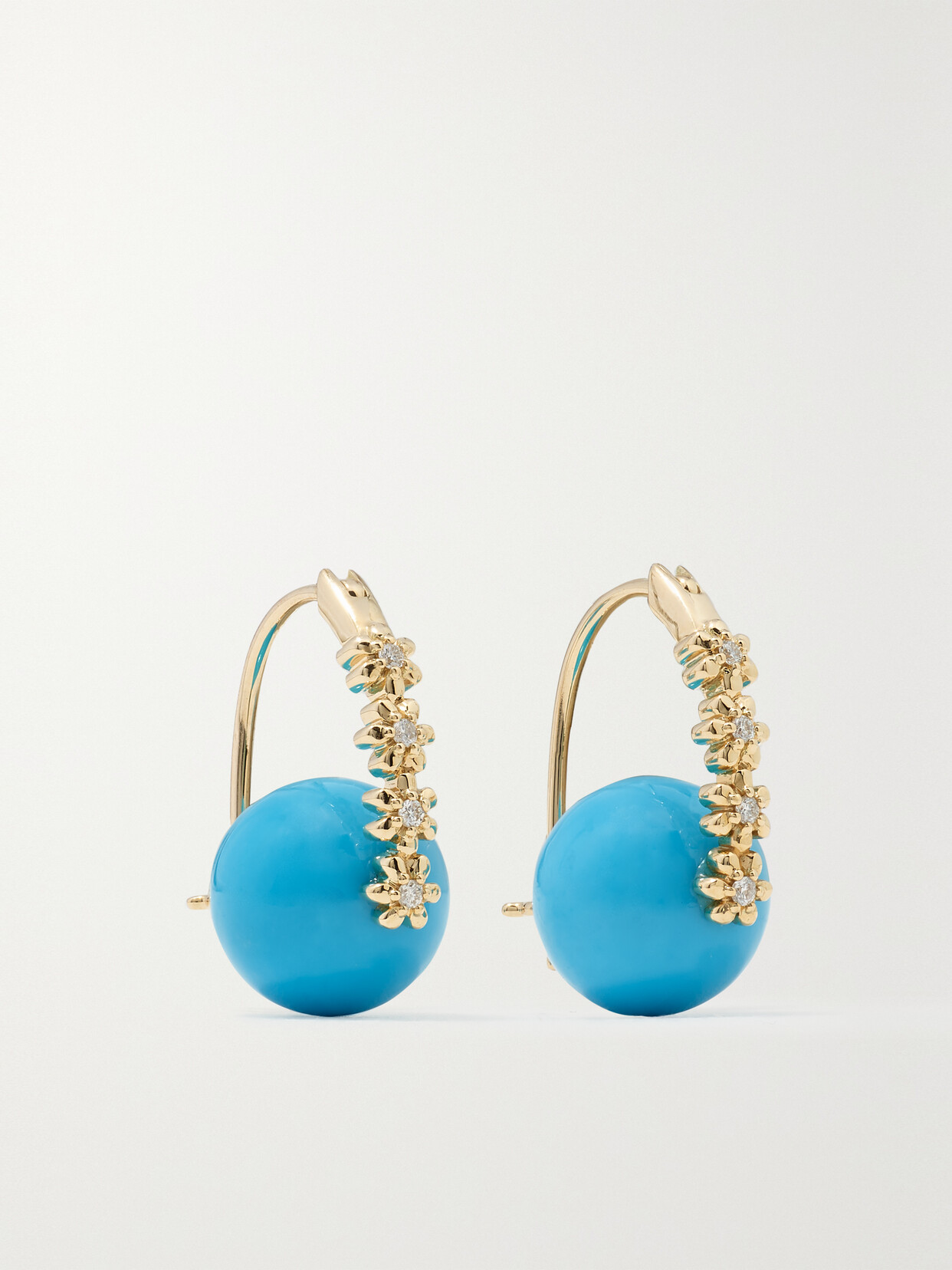 Sydney Evan - 14-karat Gold, Turquoise And Diamond Earrings - Blue