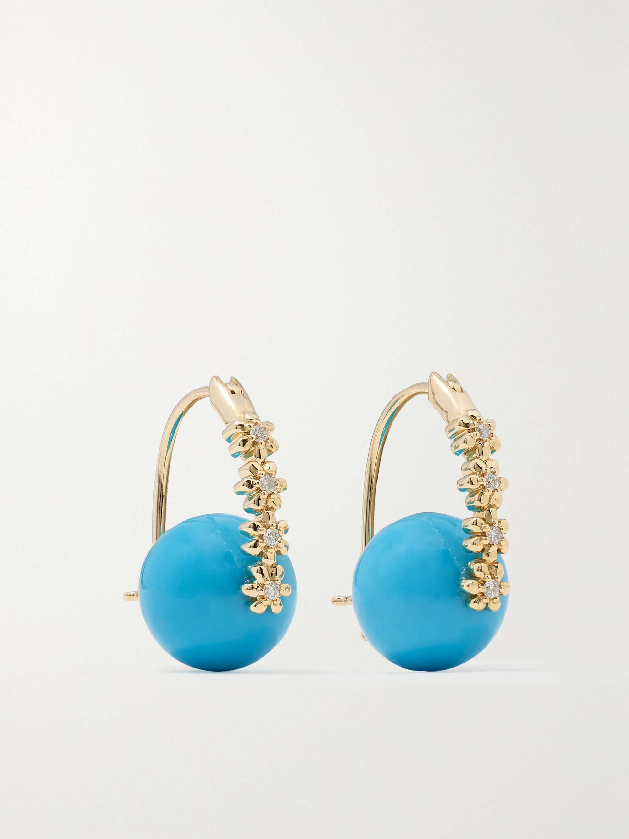 SYDNEY EVAN 14Kゴールド、ターコイズ＆ダイヤモンドピアス | NET-A-PORTER