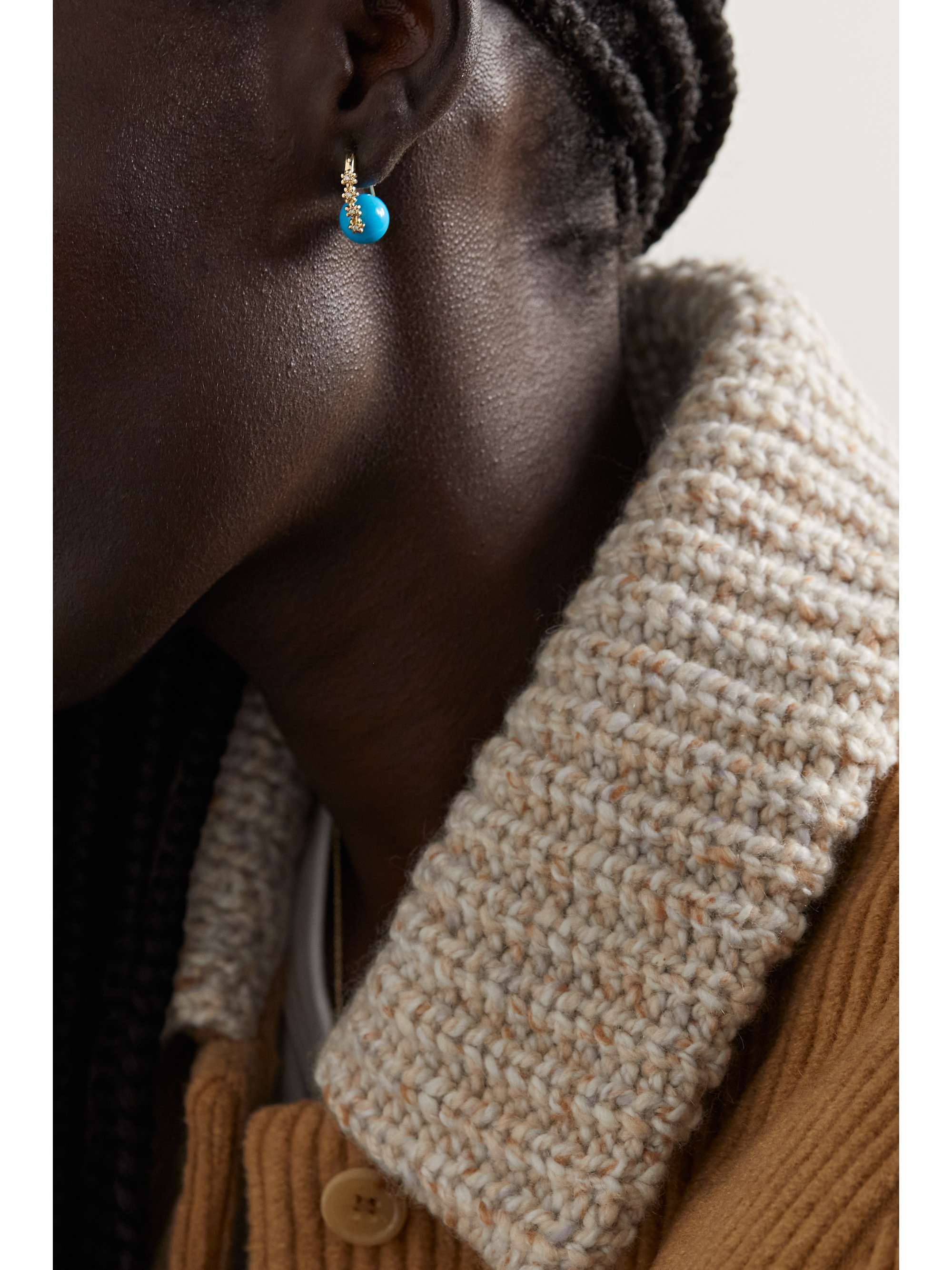 SYDNEY EVAN 14-karat gold, turquoise and diamond earrings