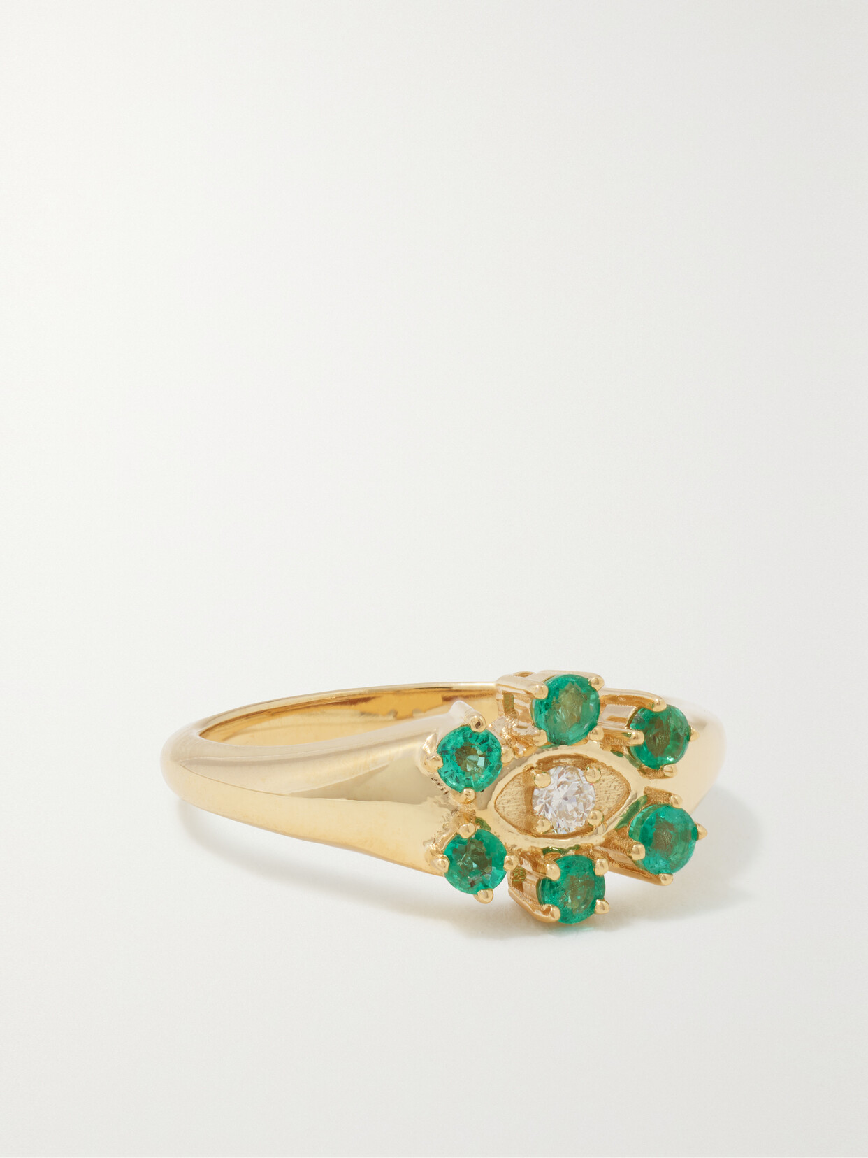 Sydney Evan - Eye 14-karat Gold, Emerald And Diamond Ring - Green