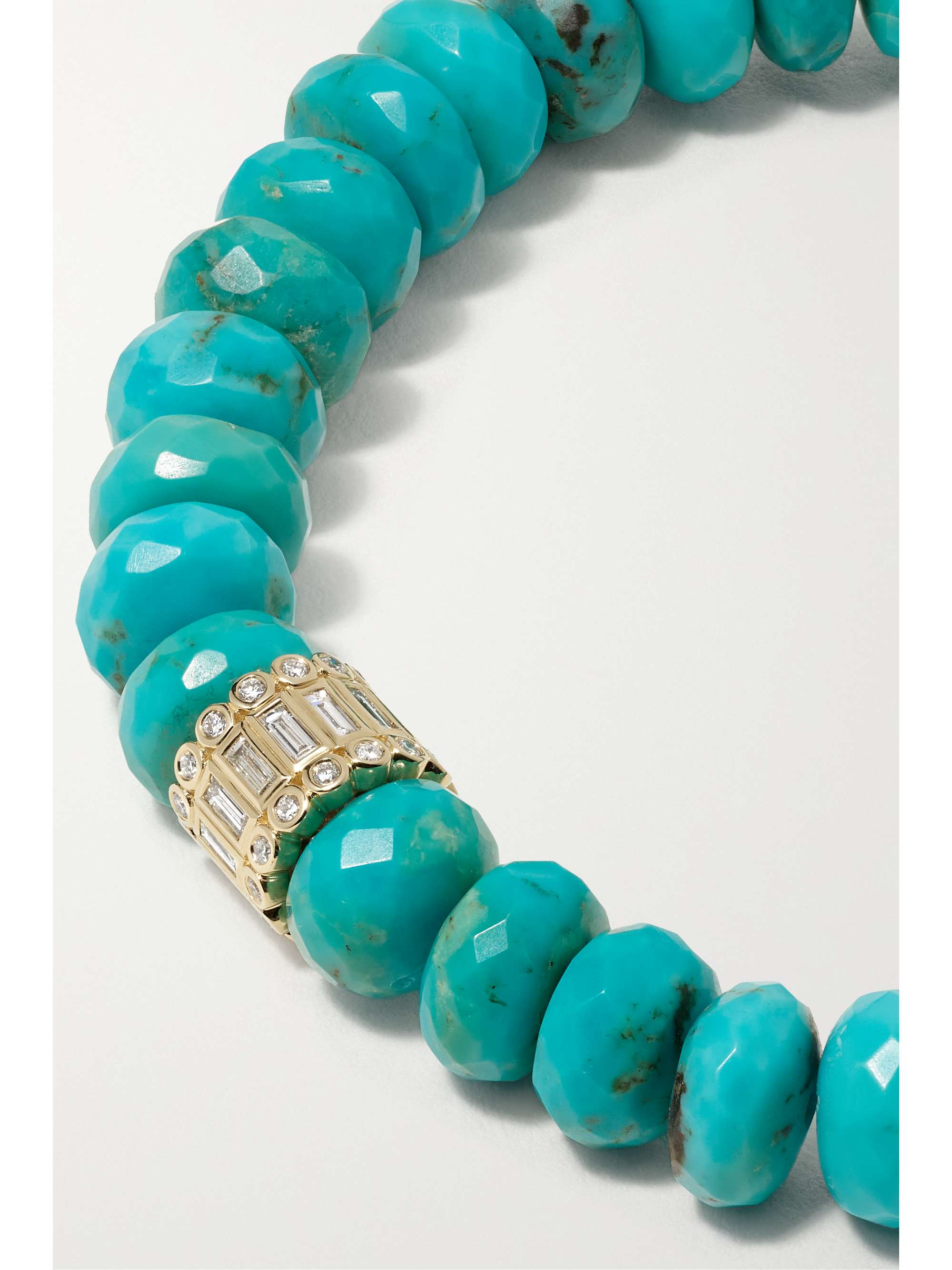 SYDNEY EVAN 14-karat gold, turquoise and diamond bracelet