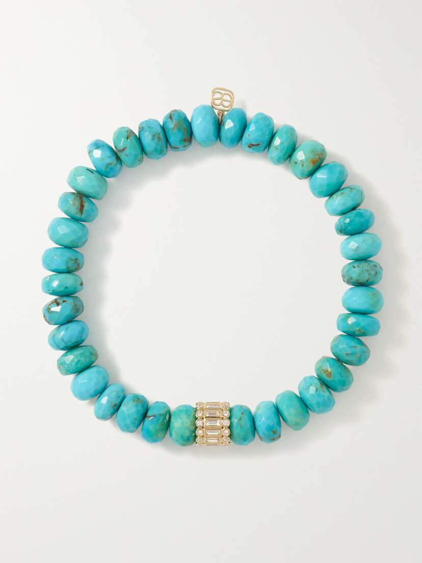 Sydney Evan 14-karat Gold, Turquoise And Diamond Bracelet