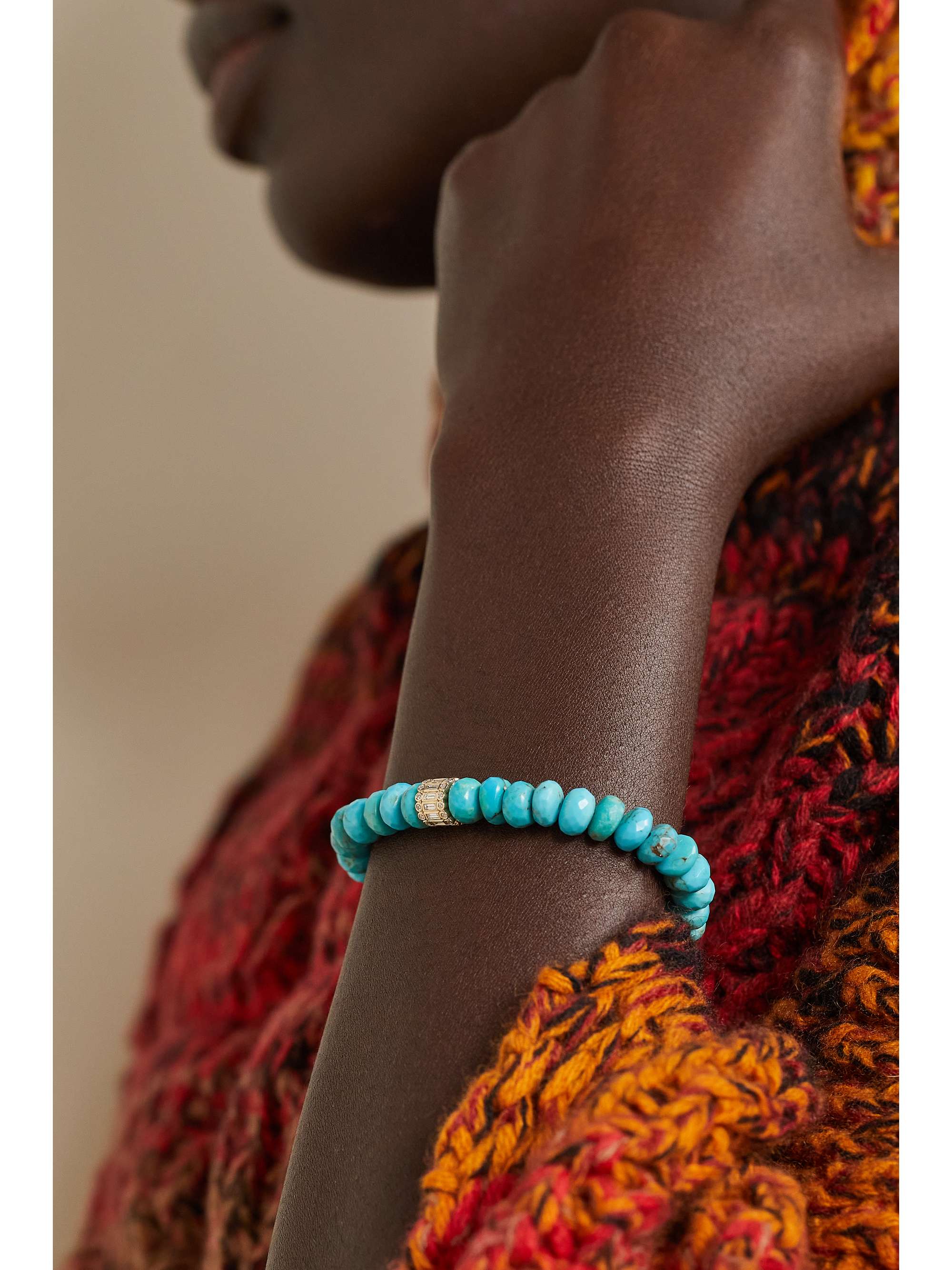 SYDNEY EVAN 14-karat gold, turquoise and diamond bracelet