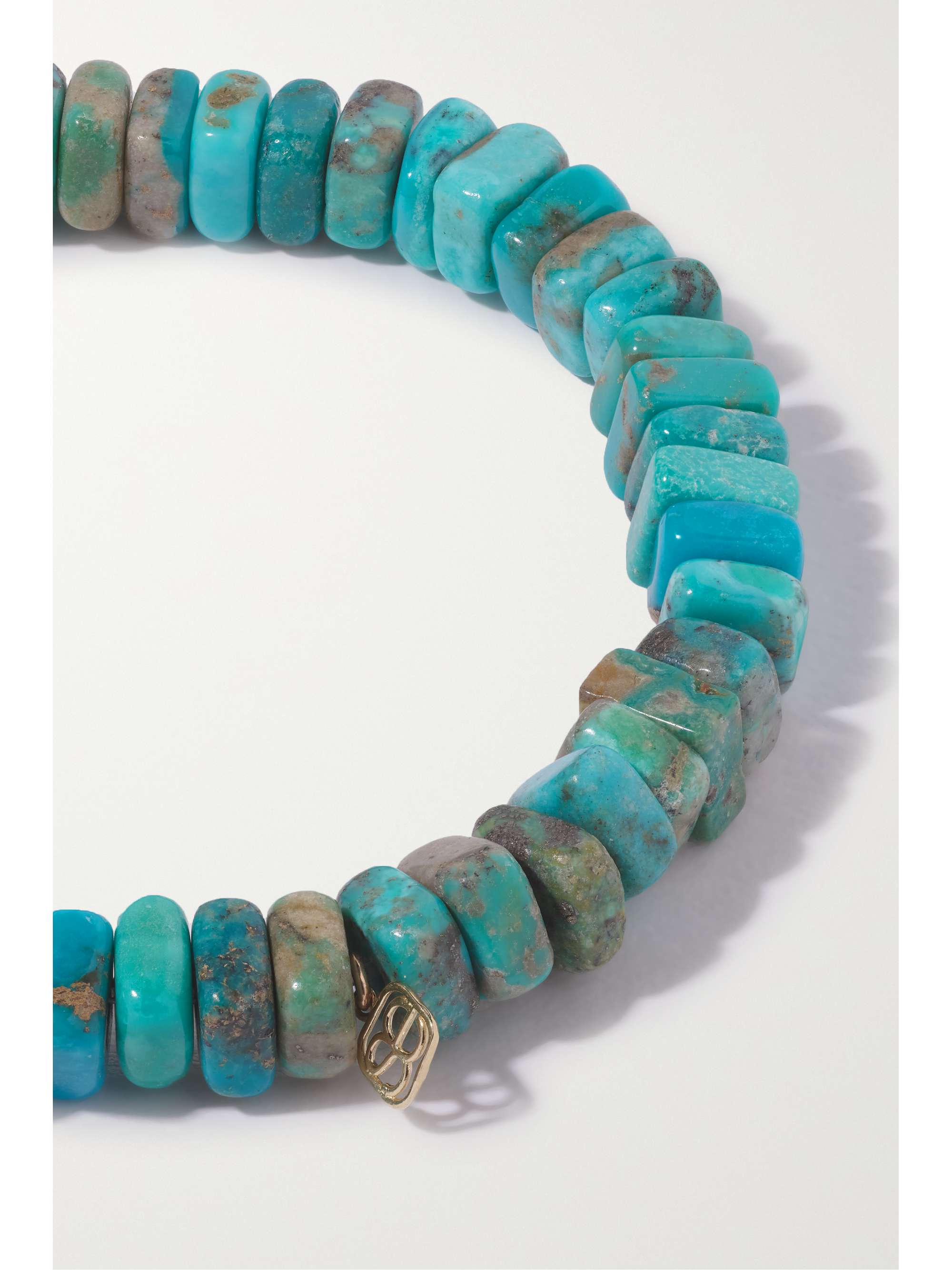 SYDNEY EVAN Small Arrow 14-karat gold, turquoise and diamond bracelet
