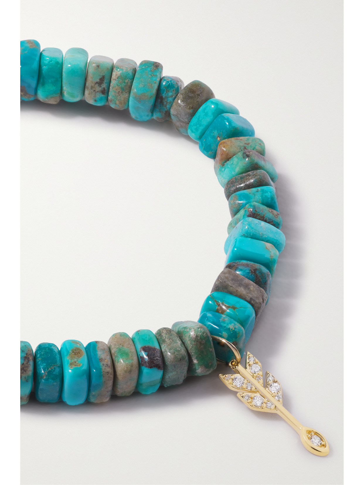 Sydney Evan Small Arrow 14-karat Gold, Turquoise And Diamond Bracelet In Blue