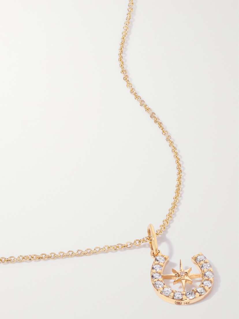 Sydney Evan Starburst Horseshoe 14-karat Gold Diamond Necklace