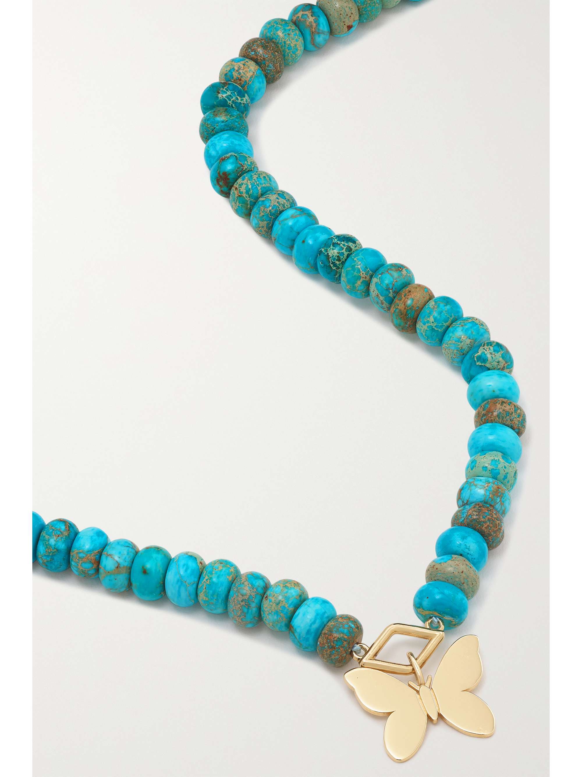SYDNEY EVAN Butterfly 14-karat gold turquoise necklace