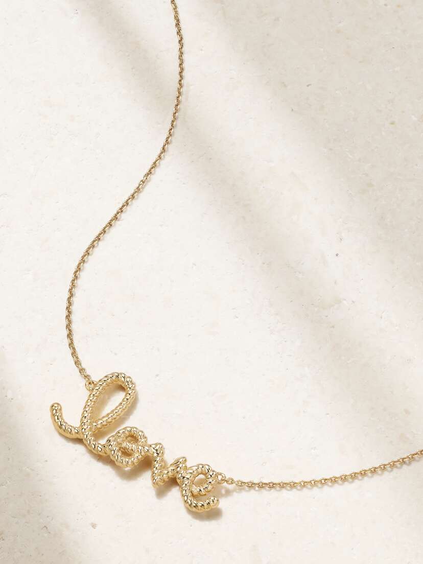 Sydney Evan Medium Love 14-karat Gold Necklace