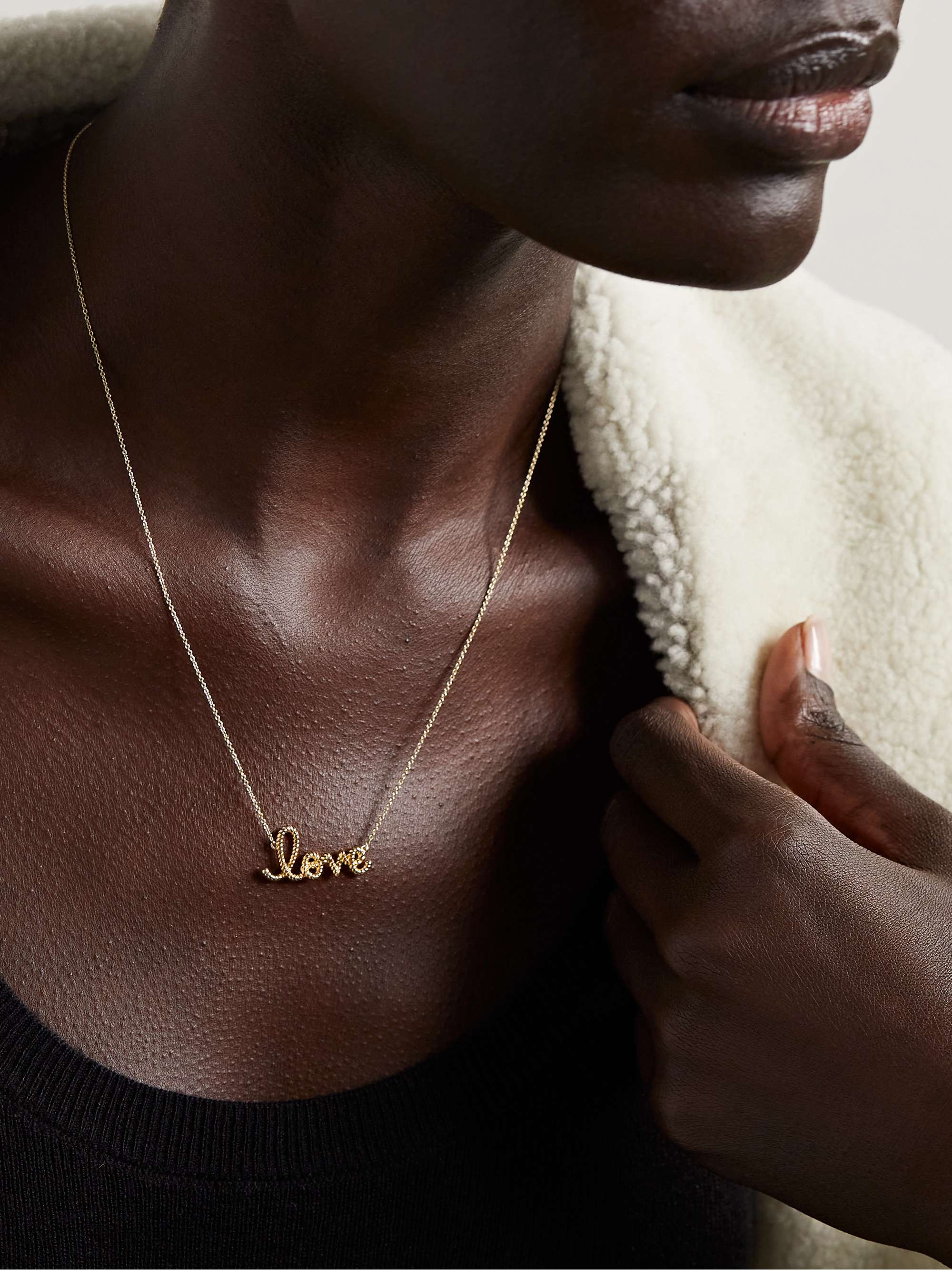 SYDNEY EVAN Medium Love 14-karat gold necklace