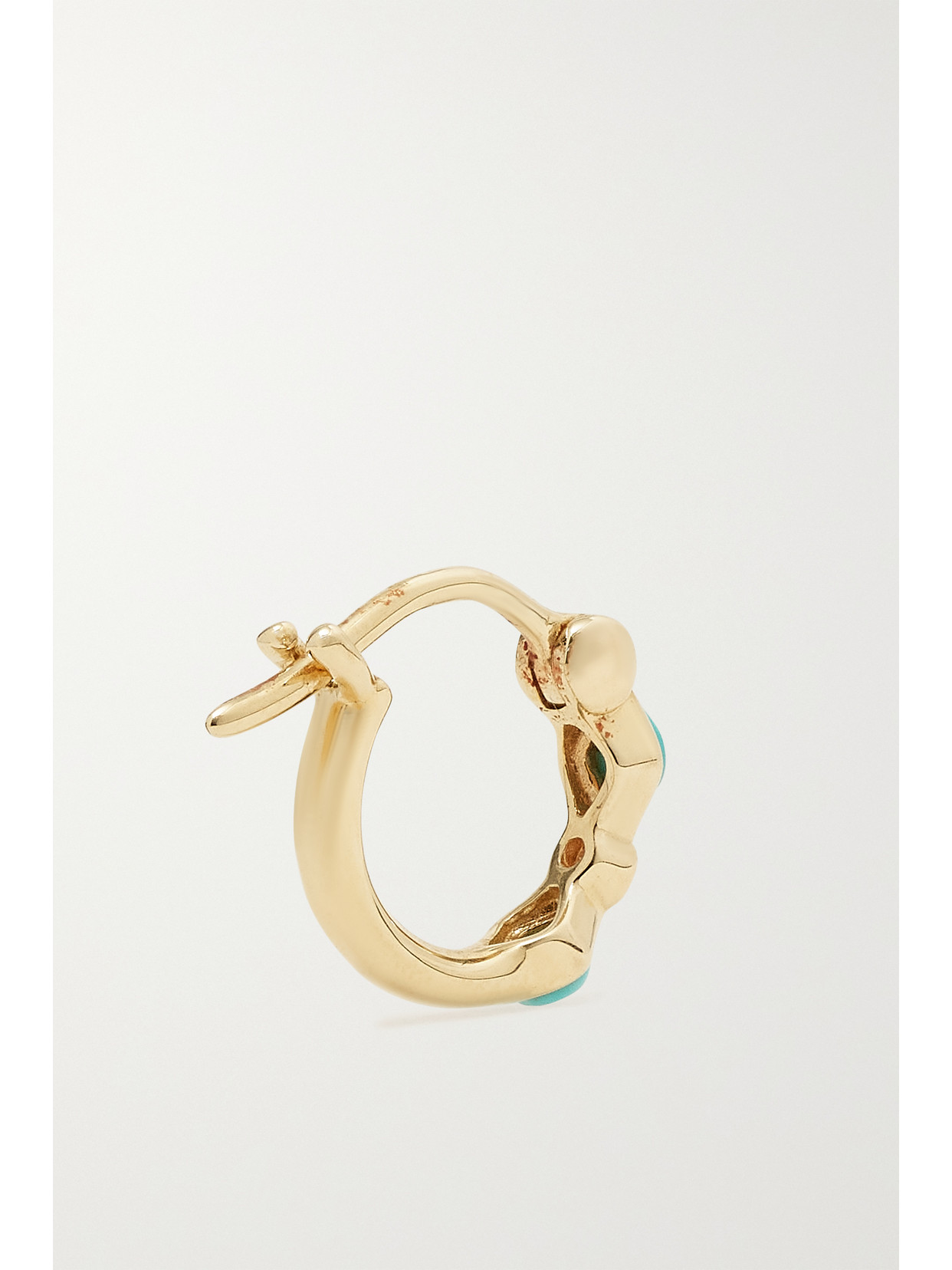 Sydney Evan 14-karat Gold, Turquoise And Diamond Hoop Earrings In Gold